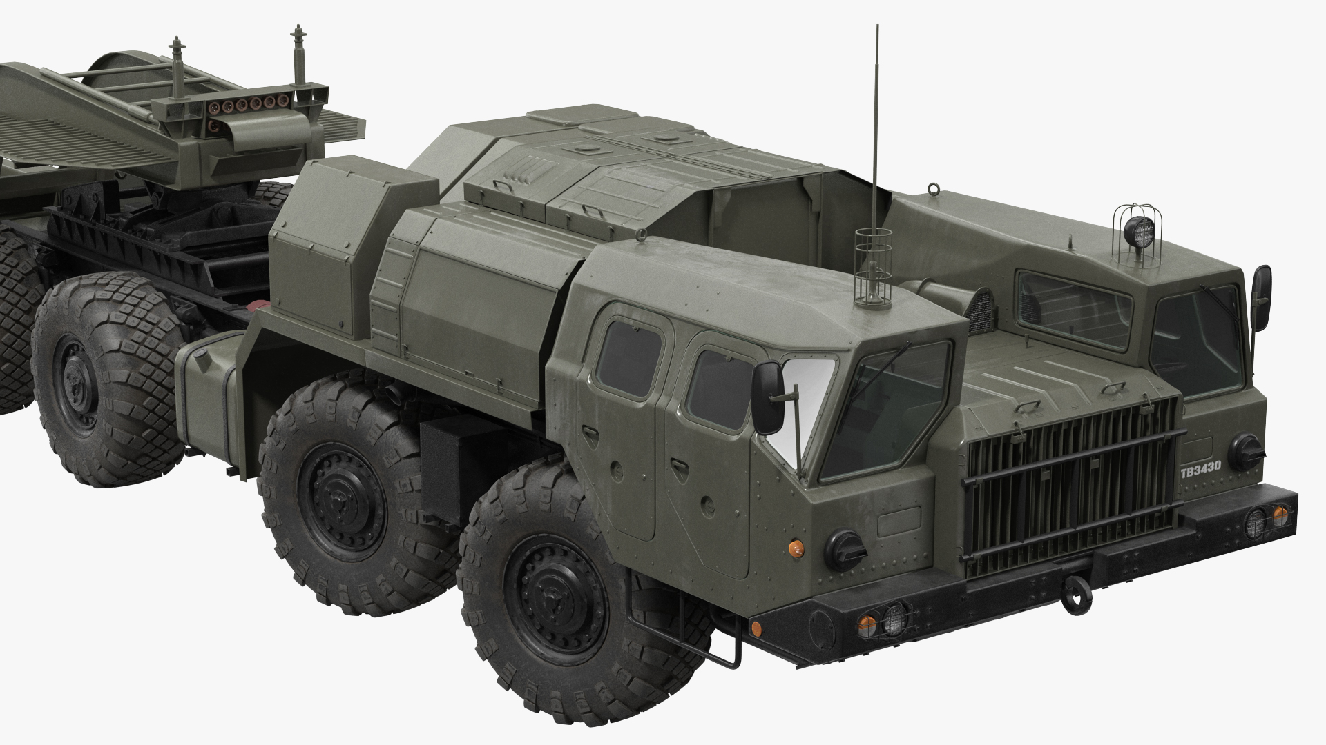 MAZ 7410 with Semi Trailer Green Rigged 3D model