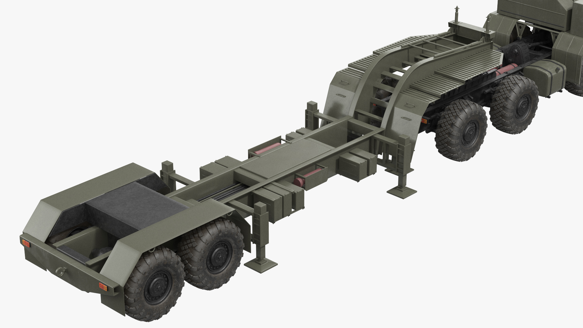 MAZ 7410 with Semi Trailer Green Rigged 3D model