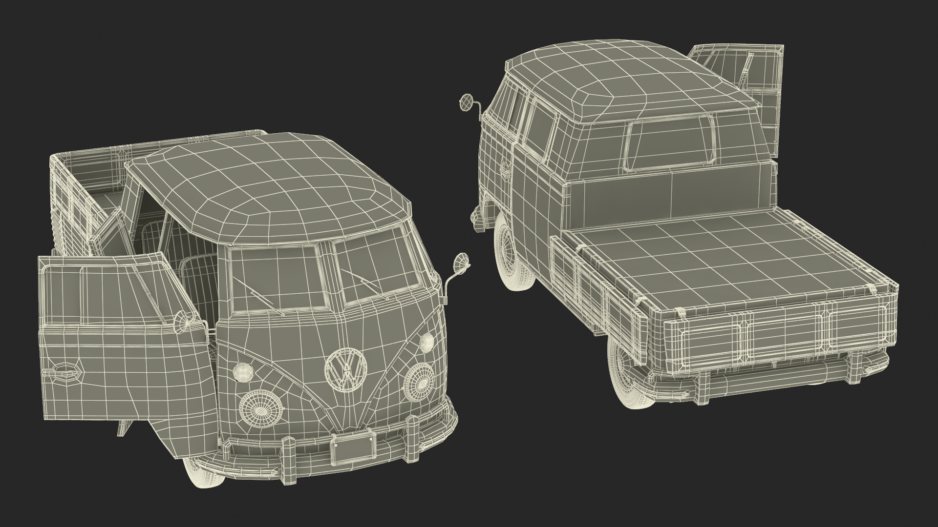 Vintage Volkswagen Type 2 Pickup 3D
