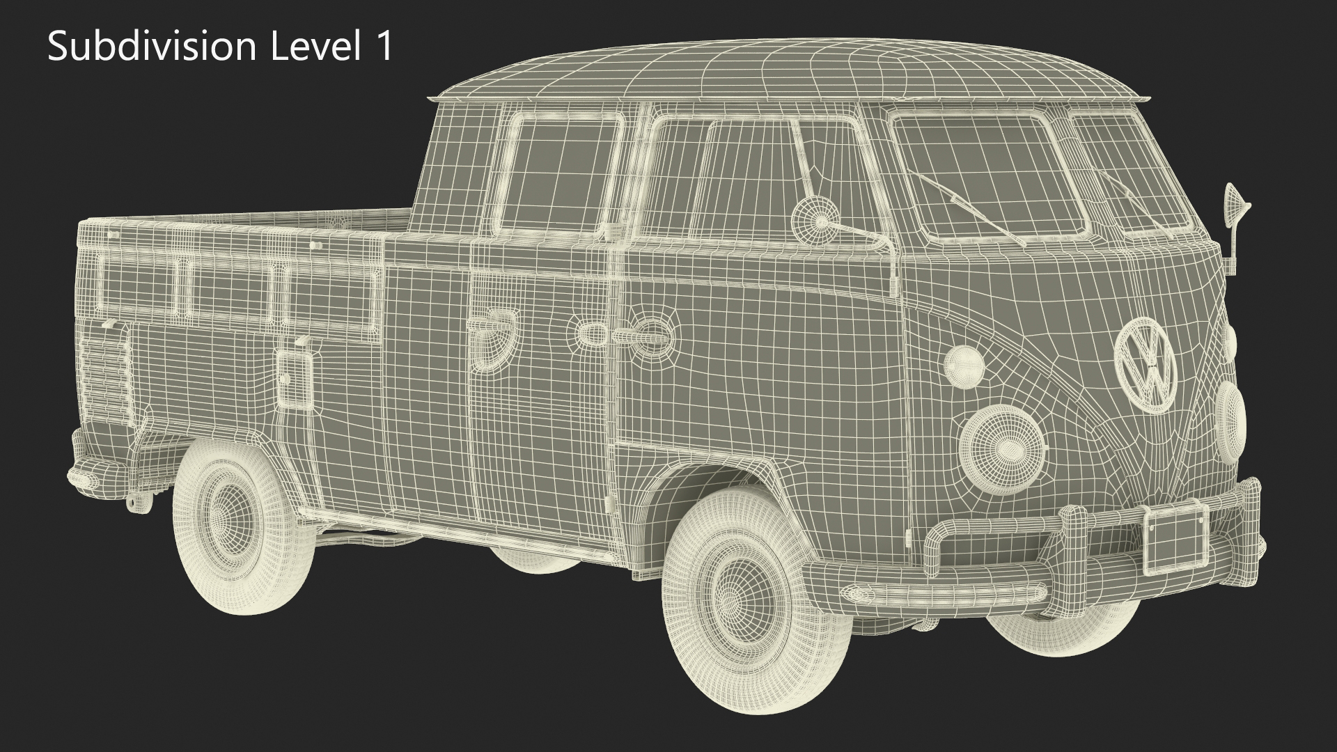 Vintage Volkswagen Type 2 Pickup 3D