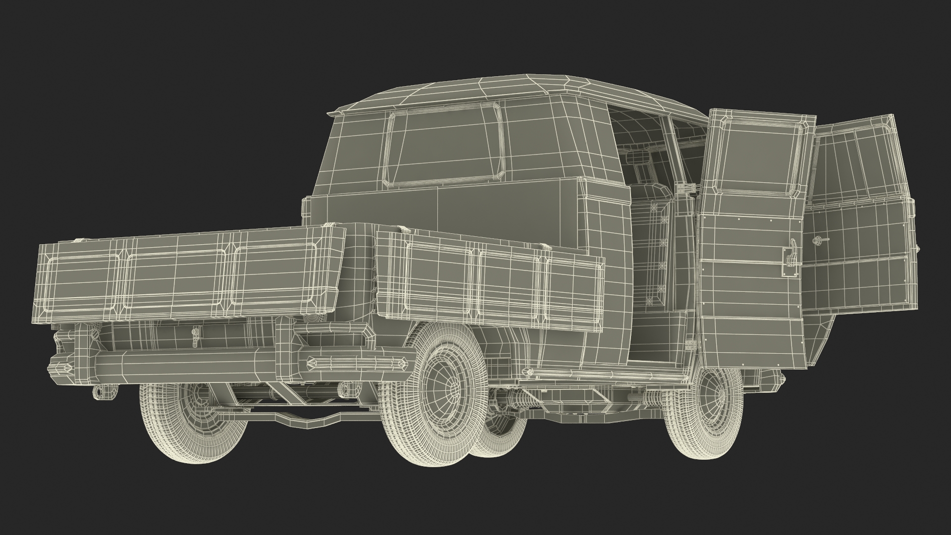 Vintage Volkswagen Type 2 Pickup 3D