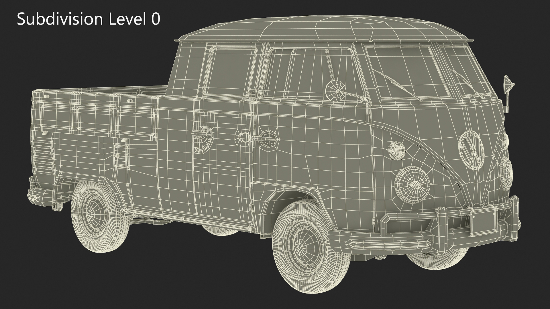 Vintage Volkswagen Type 2 Pickup 3D
