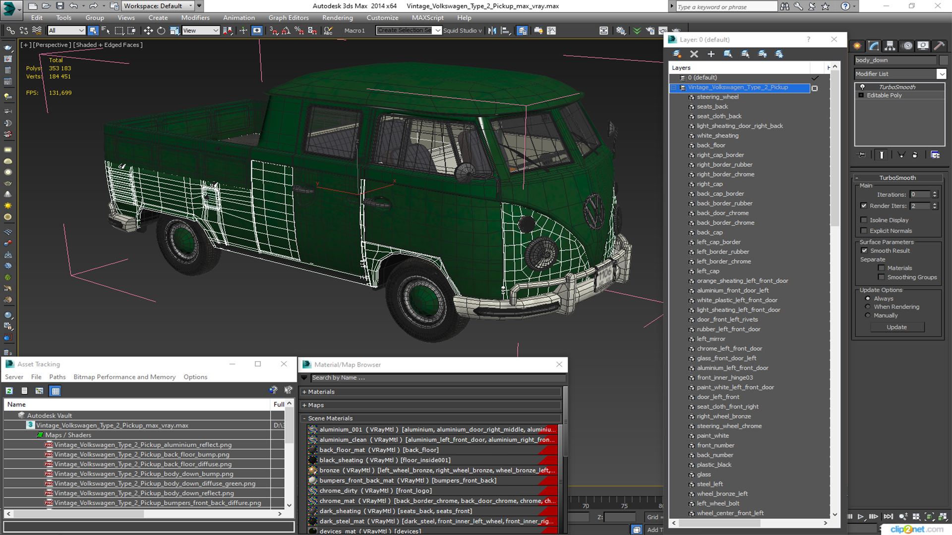 Vintage Volkswagen Type 2 Pickup 3D