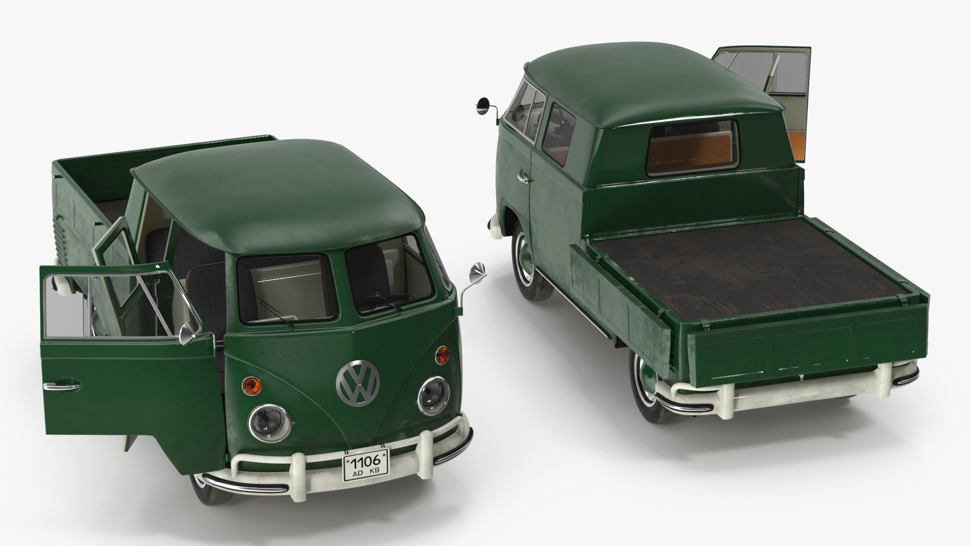 Vintage Volkswagen Type 2 Pickup 3D