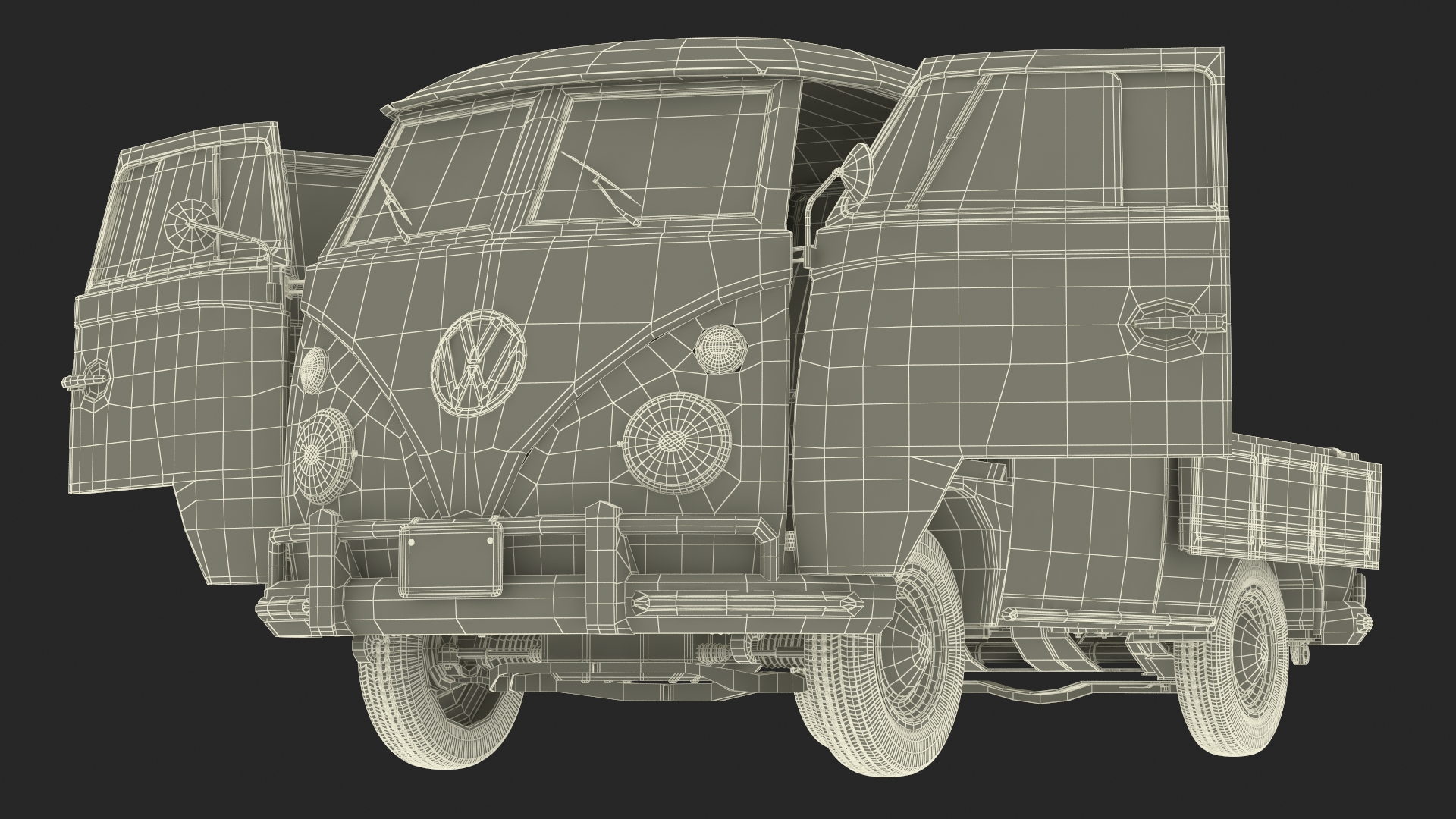 Vintage Volkswagen Type 2 Pickup 3D