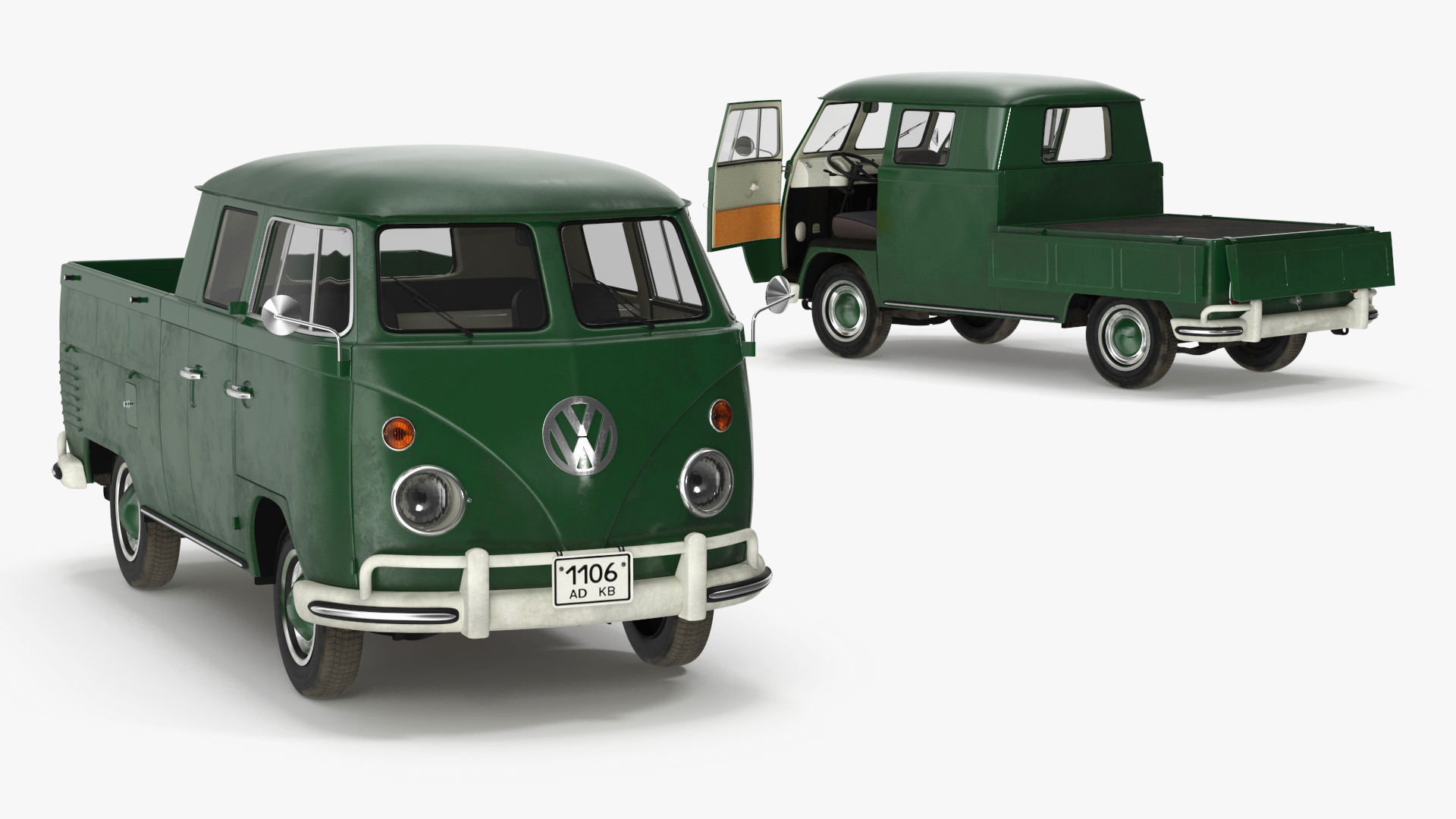 Vintage Volkswagen Type 2 Pickup 3D