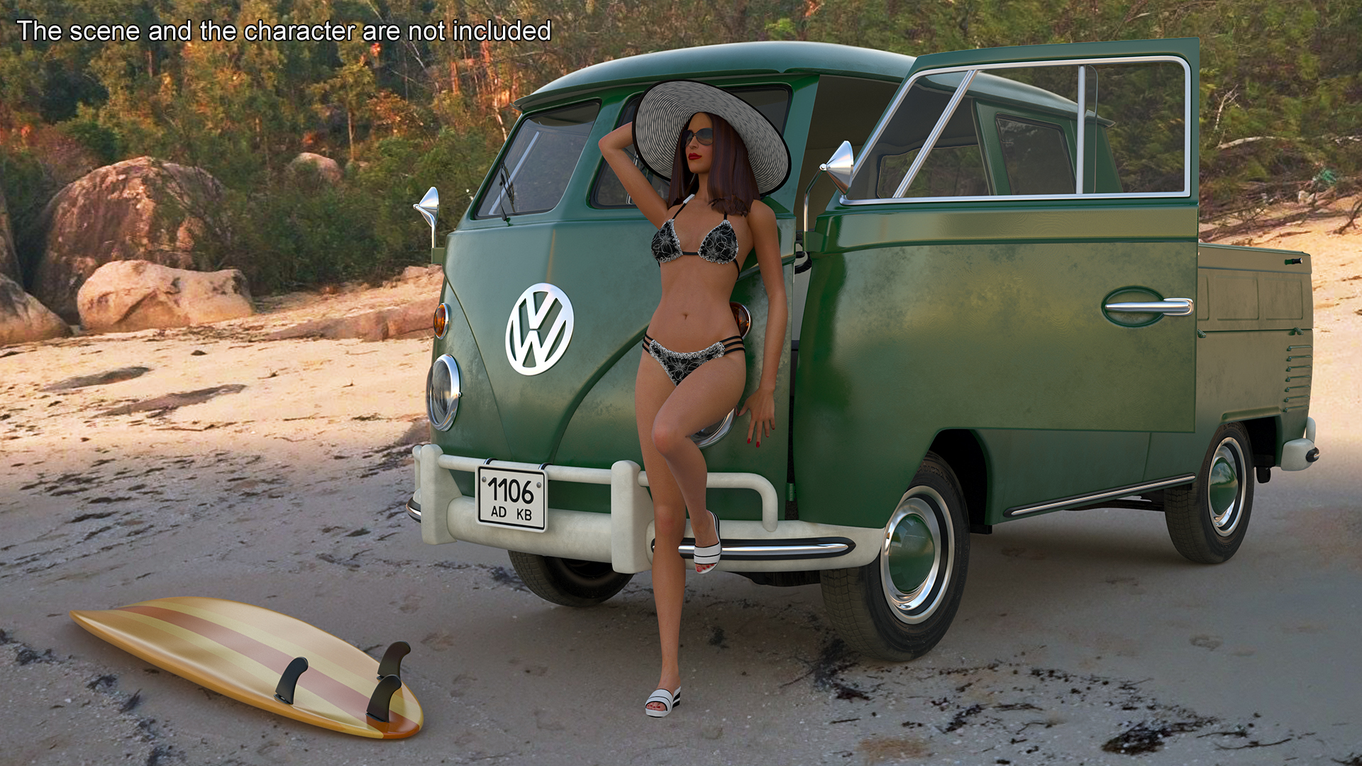 Vintage Volkswagen Type 2 Pickup 3D