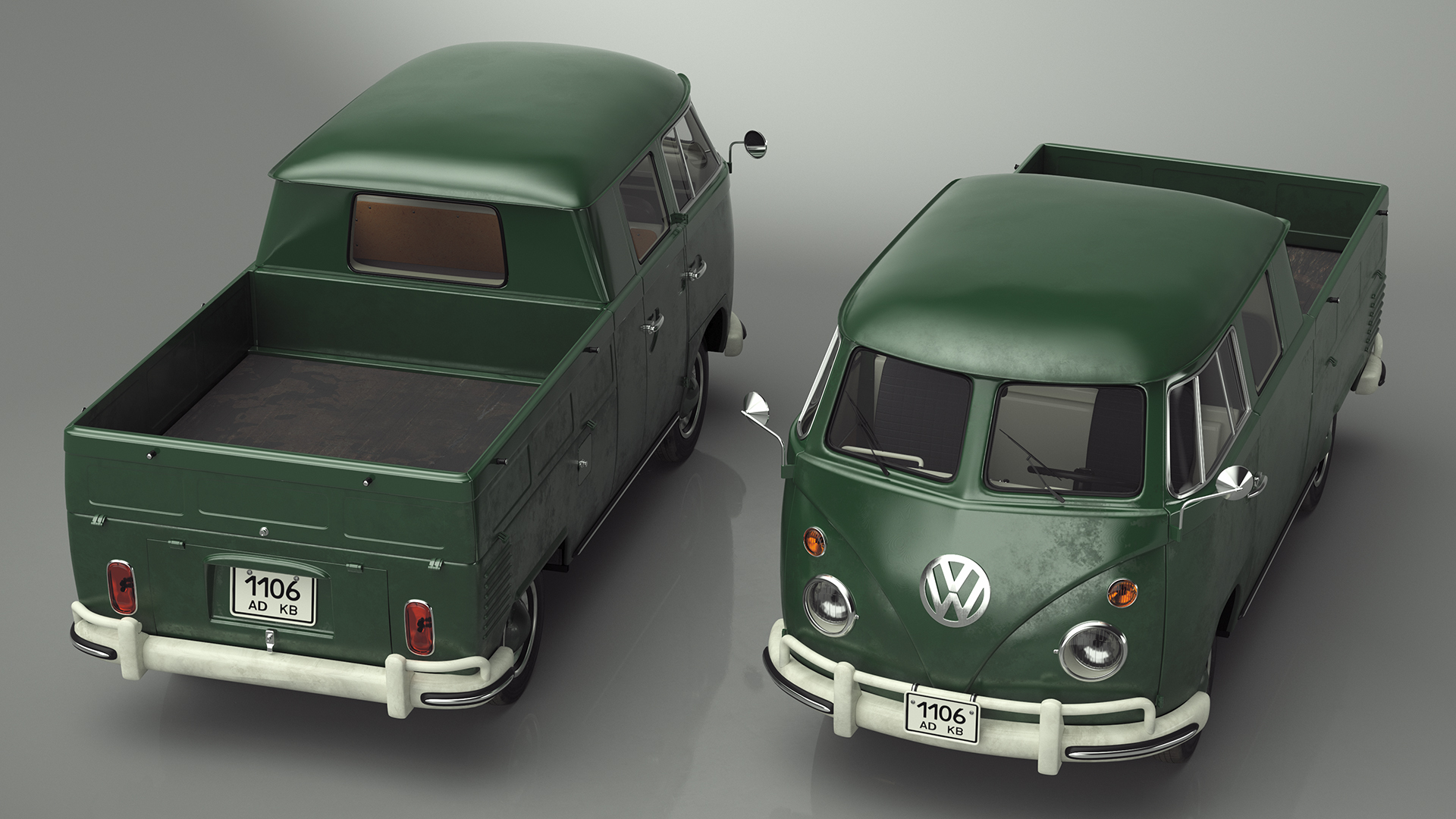 Vintage Volkswagen Type 2 Pickup 3D