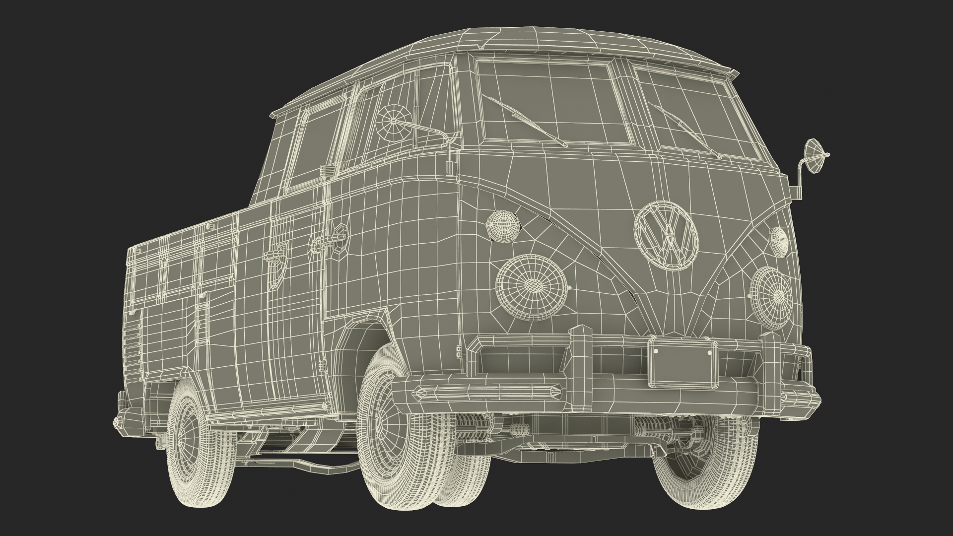 Vintage Volkswagen Type 2 Pickup 3D