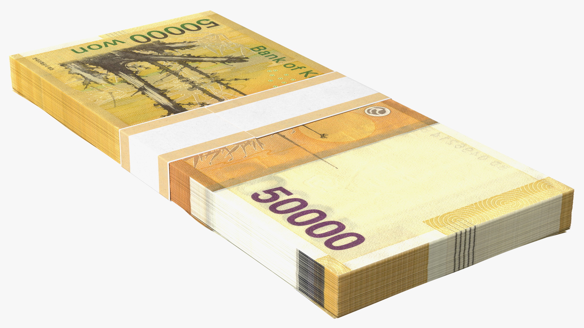 3D South Korean 50000 Won Banknote Bundle model