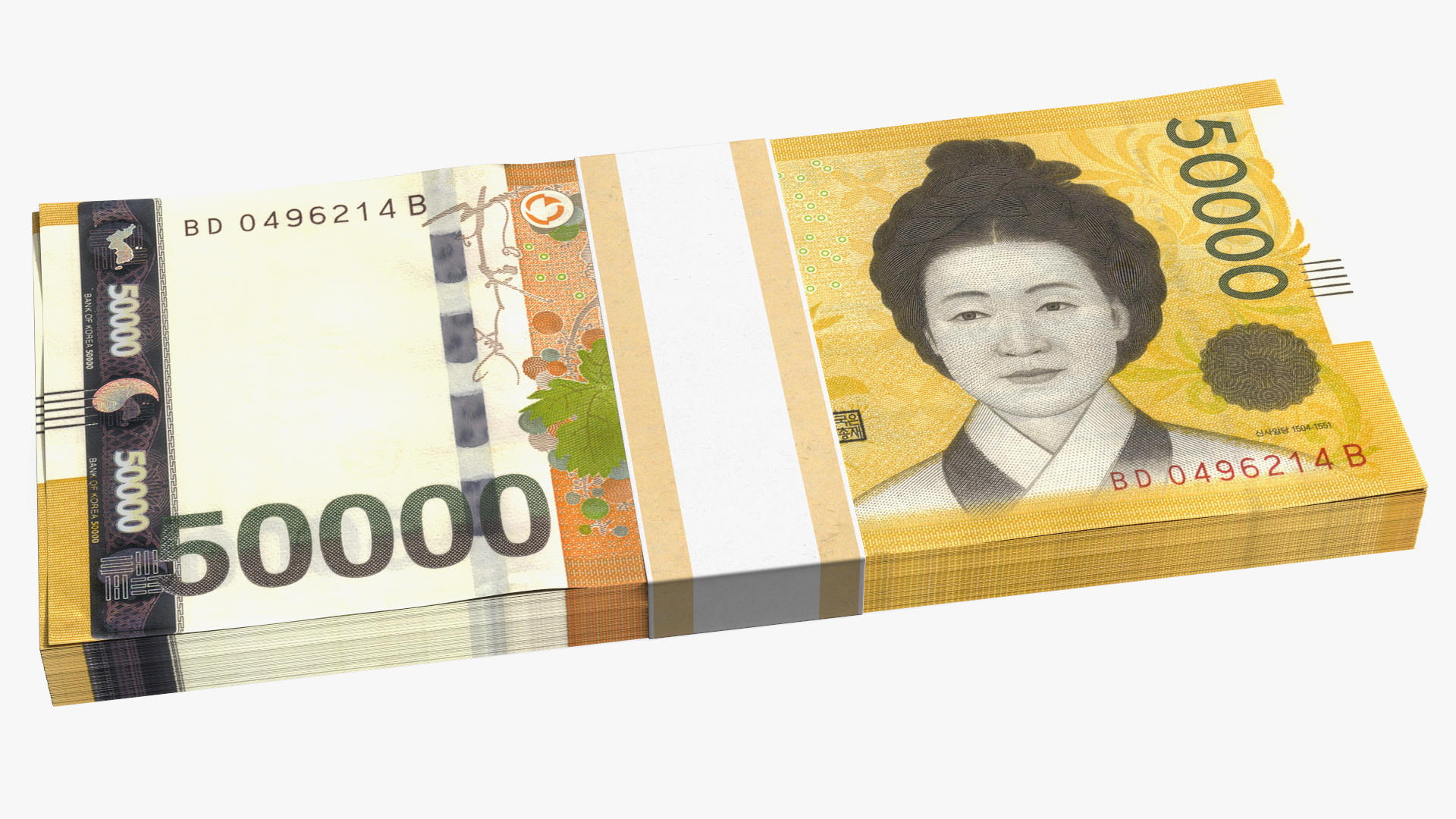 3D South Korean 50000 Won Banknote Bundle model