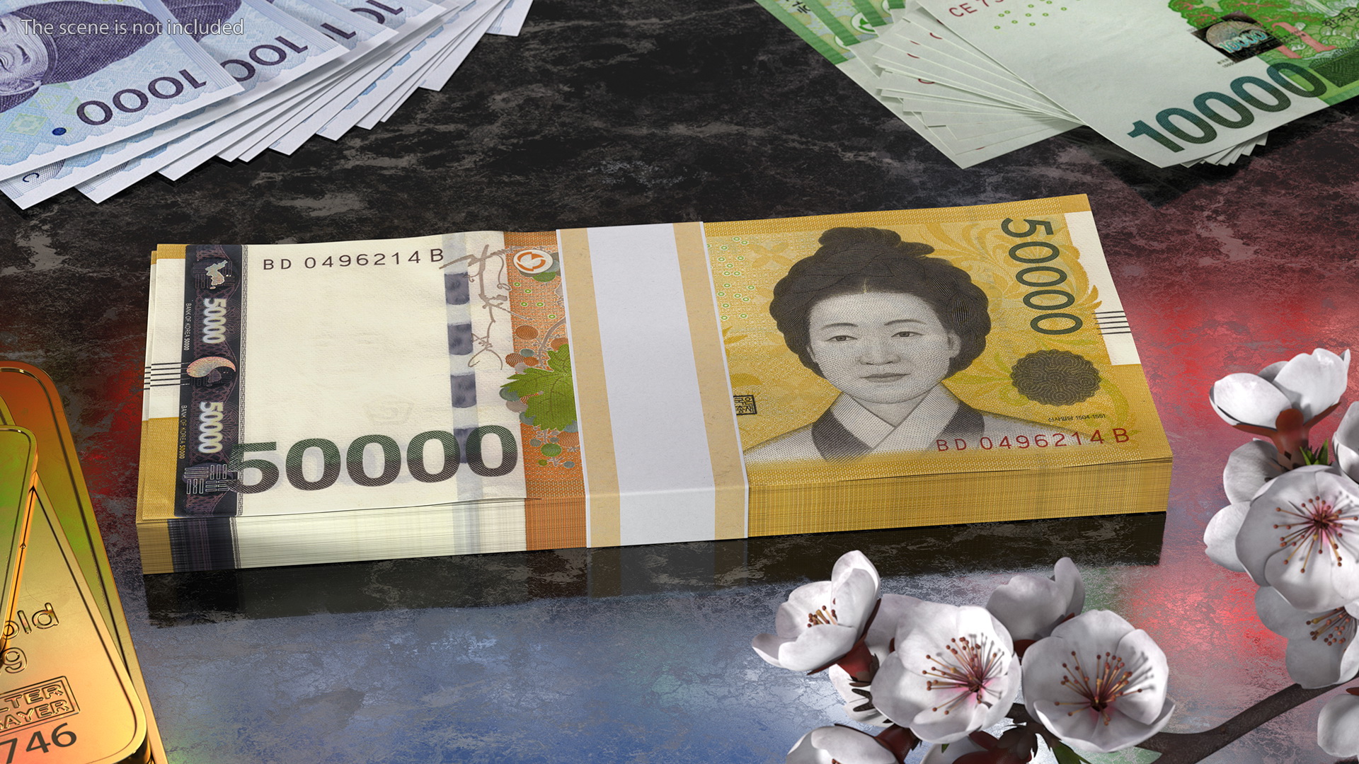 3D South Korean 50000 Won Banknote Bundle model