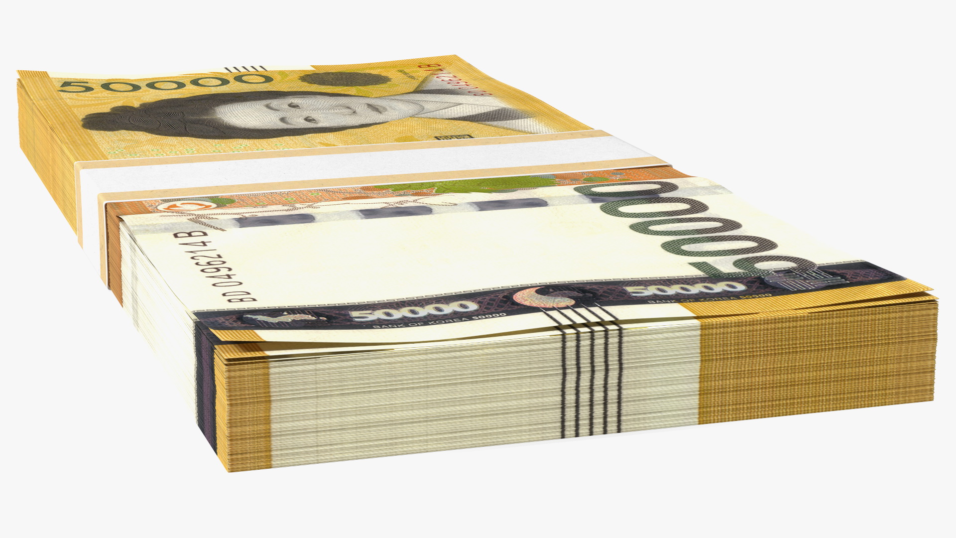 3D South Korean 50000 Won Banknote Bundle model