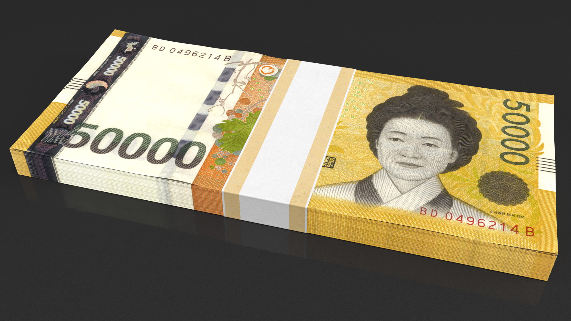 3D South Korean 50000 Won Banknote Bundle model