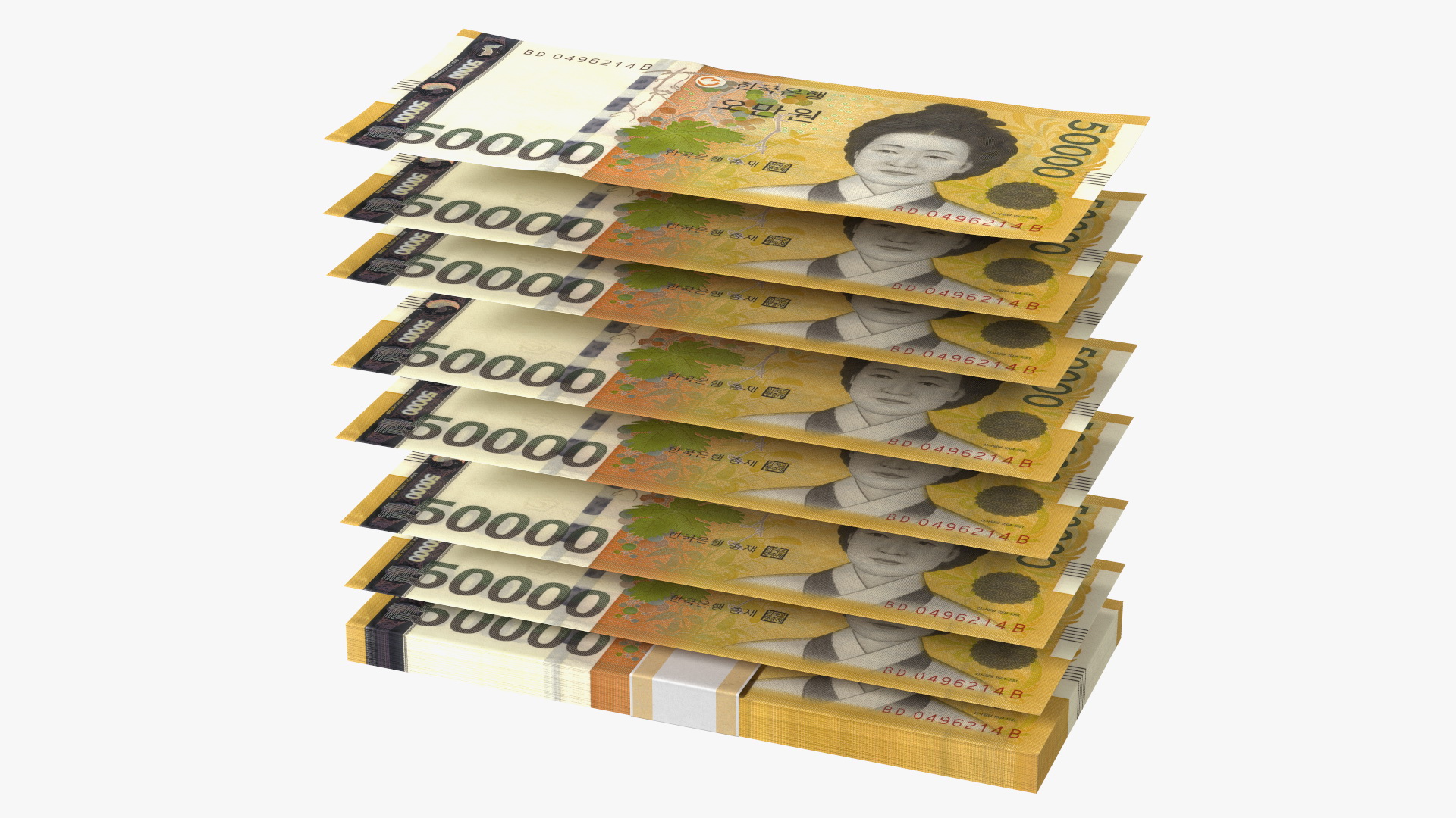 3D South Korean 50000 Won Banknote Bundle model