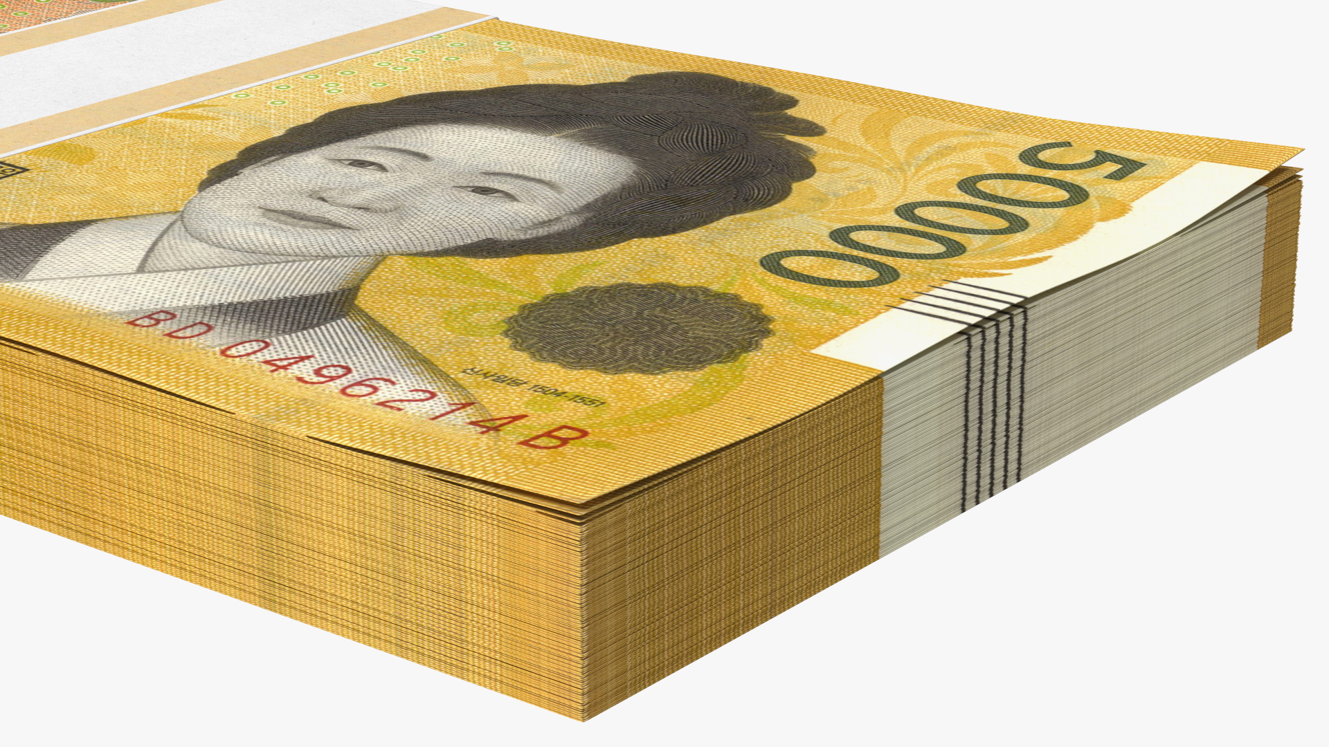 3D South Korean 50000 Won Banknote Bundle model
