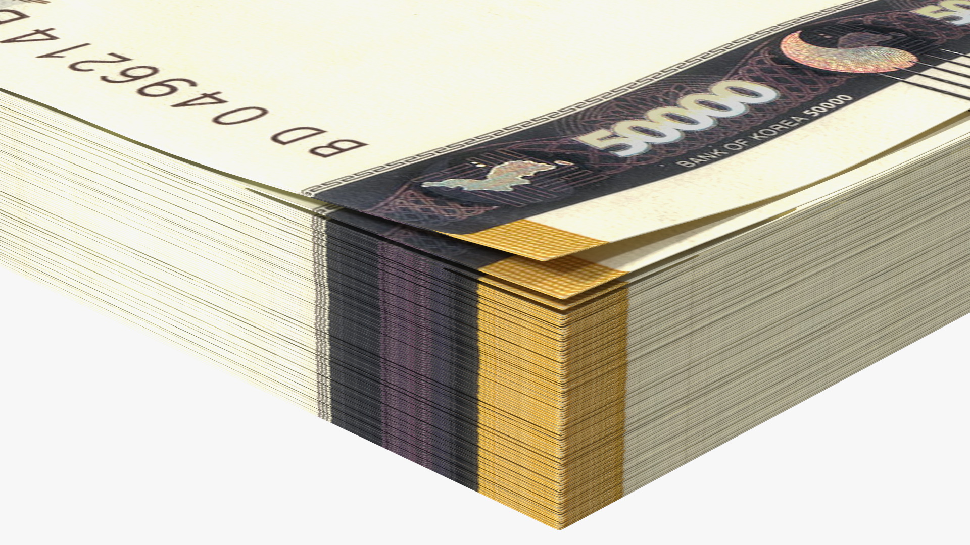 3D South Korean 50000 Won Banknote Bundle model