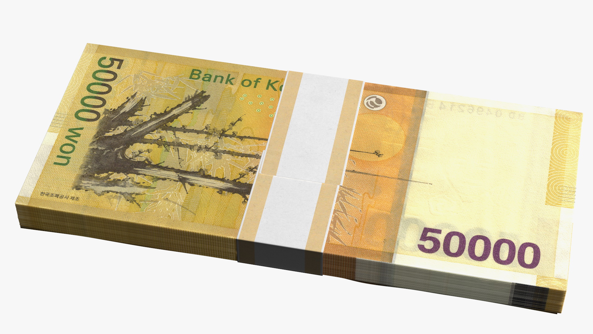 3D South Korean 50000 Won Banknote Bundle model