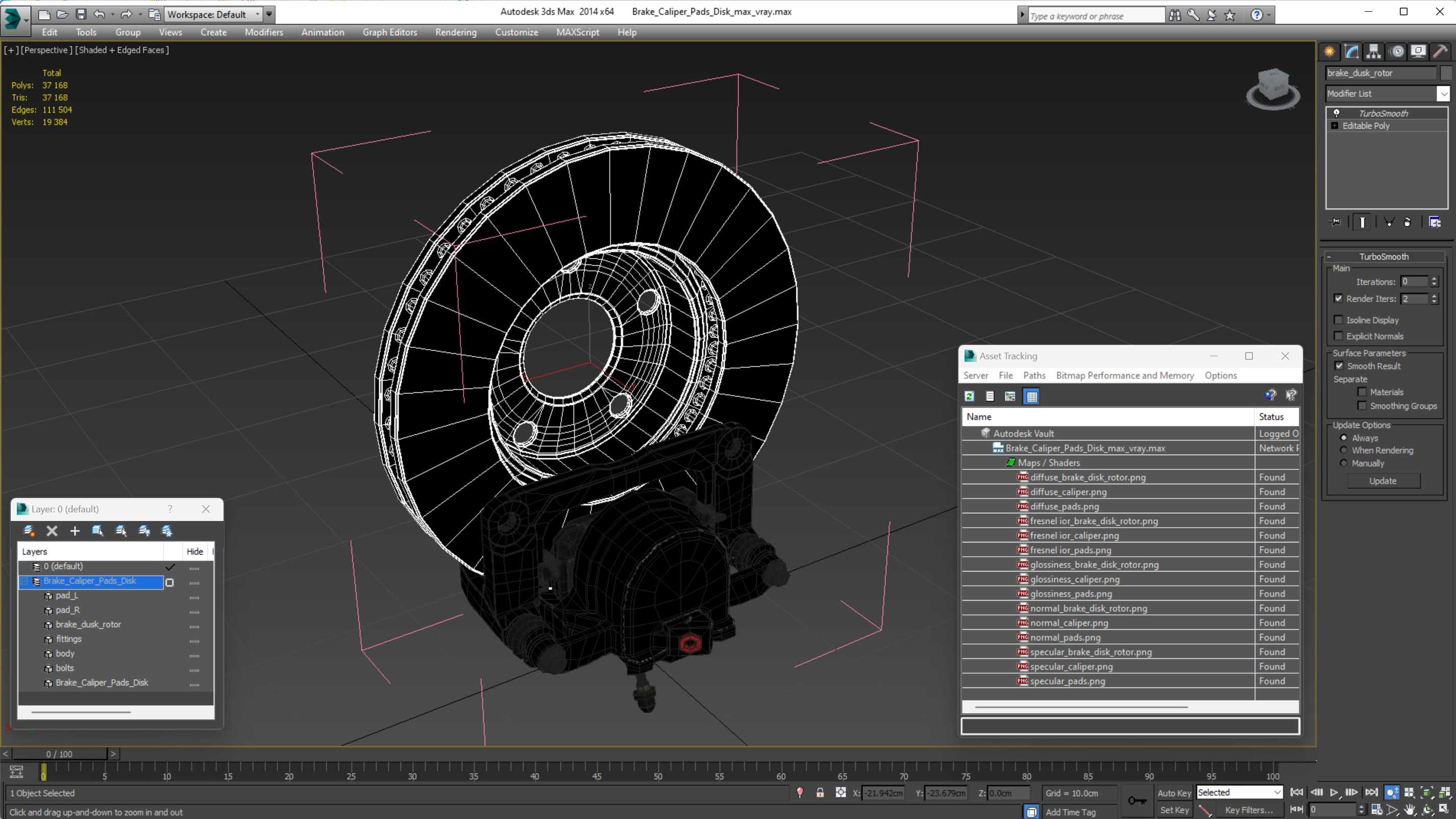 3D Brake Caliper Pads Disk model