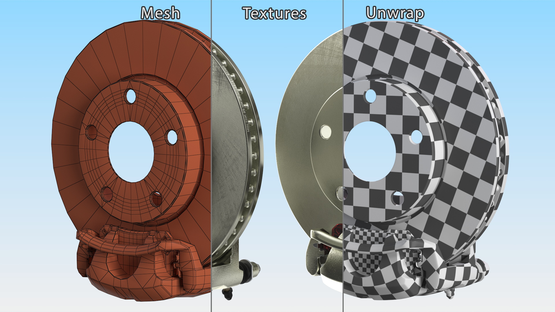 3D Brake Caliper Pads Disk model