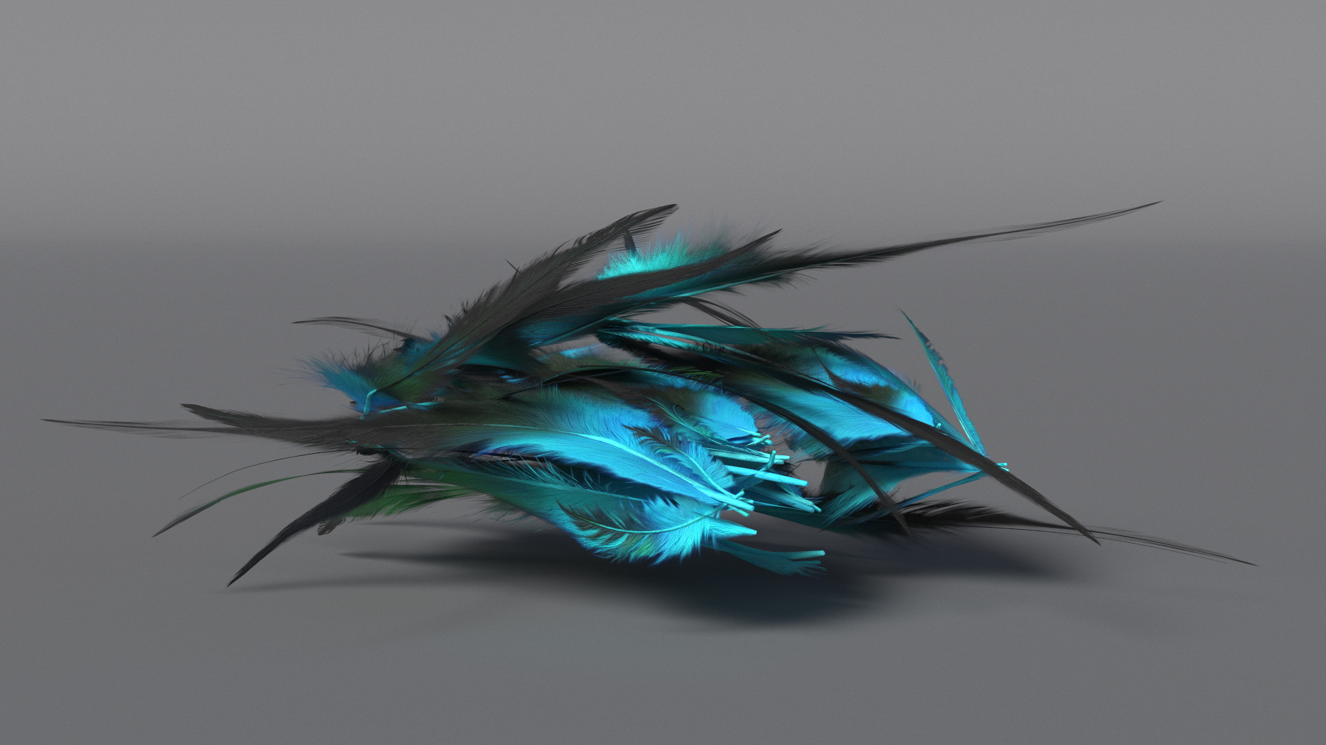 3D Blue Feathers model