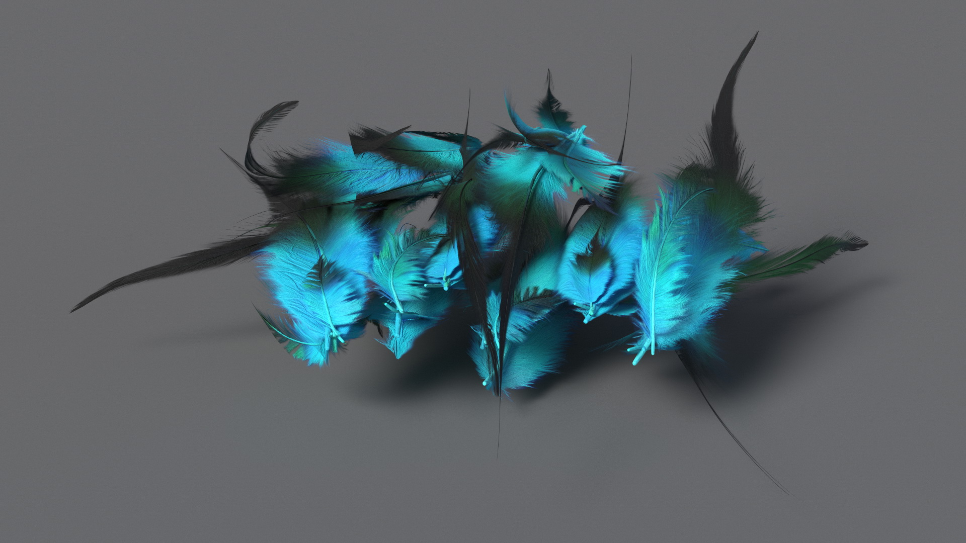 3D Blue Feathers model