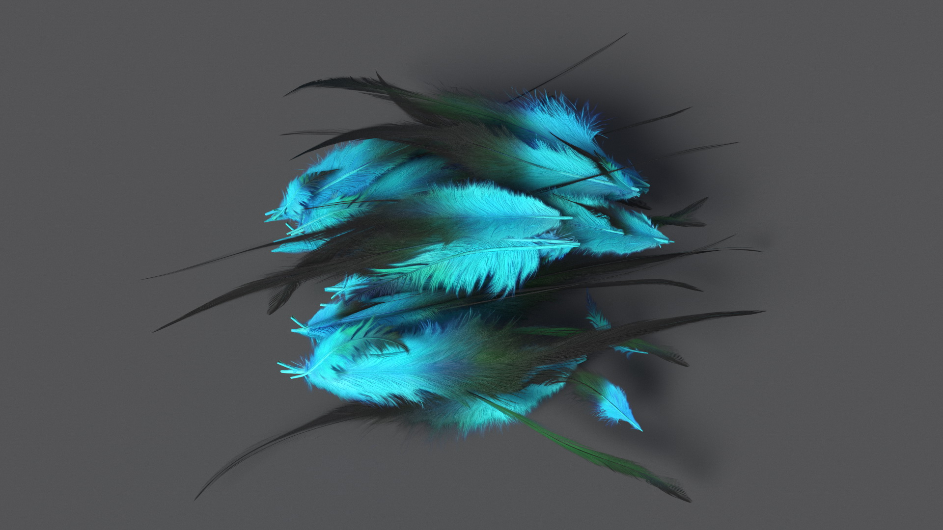 3D Blue Feathers model