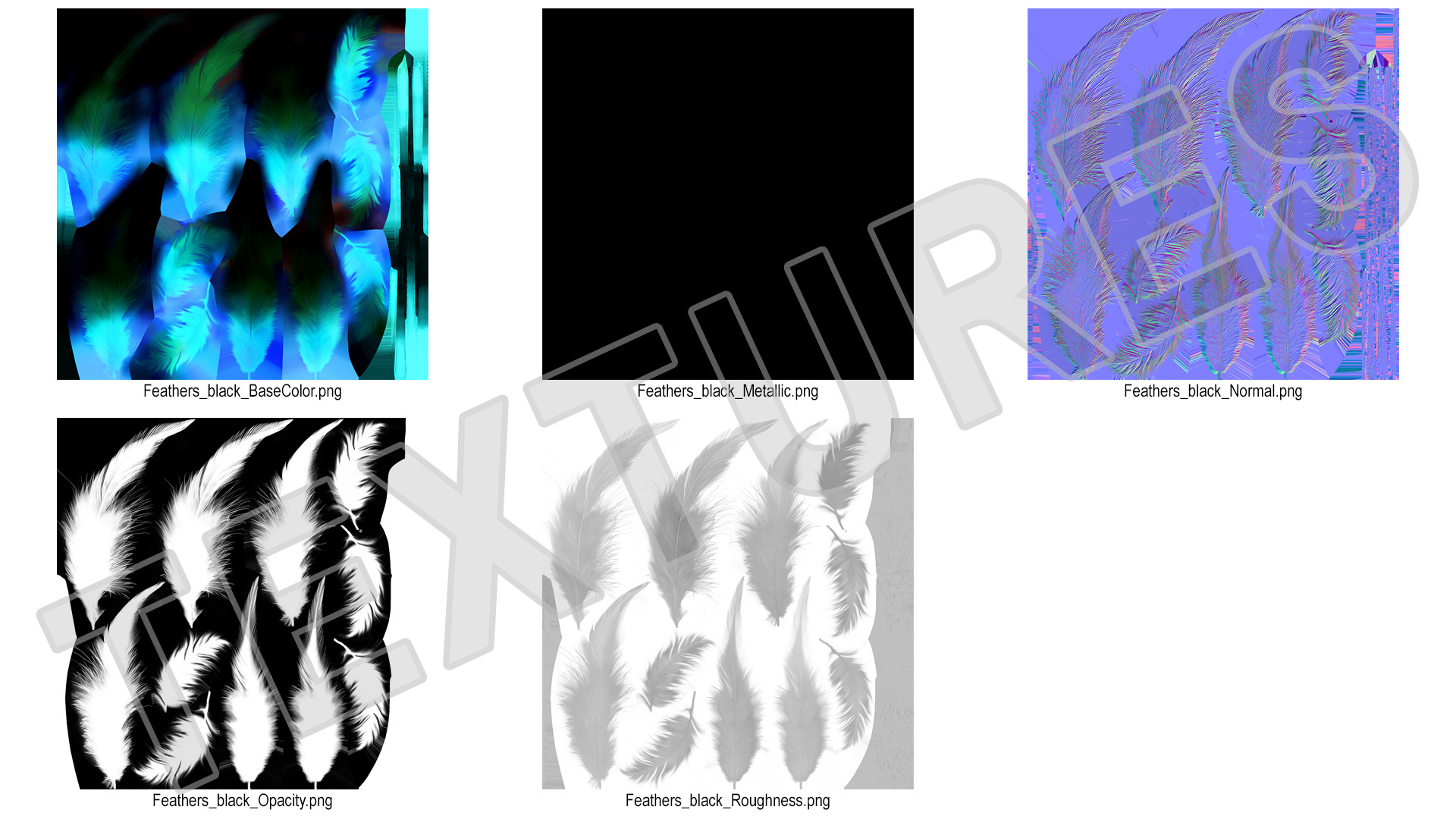 3D Blue Feathers model