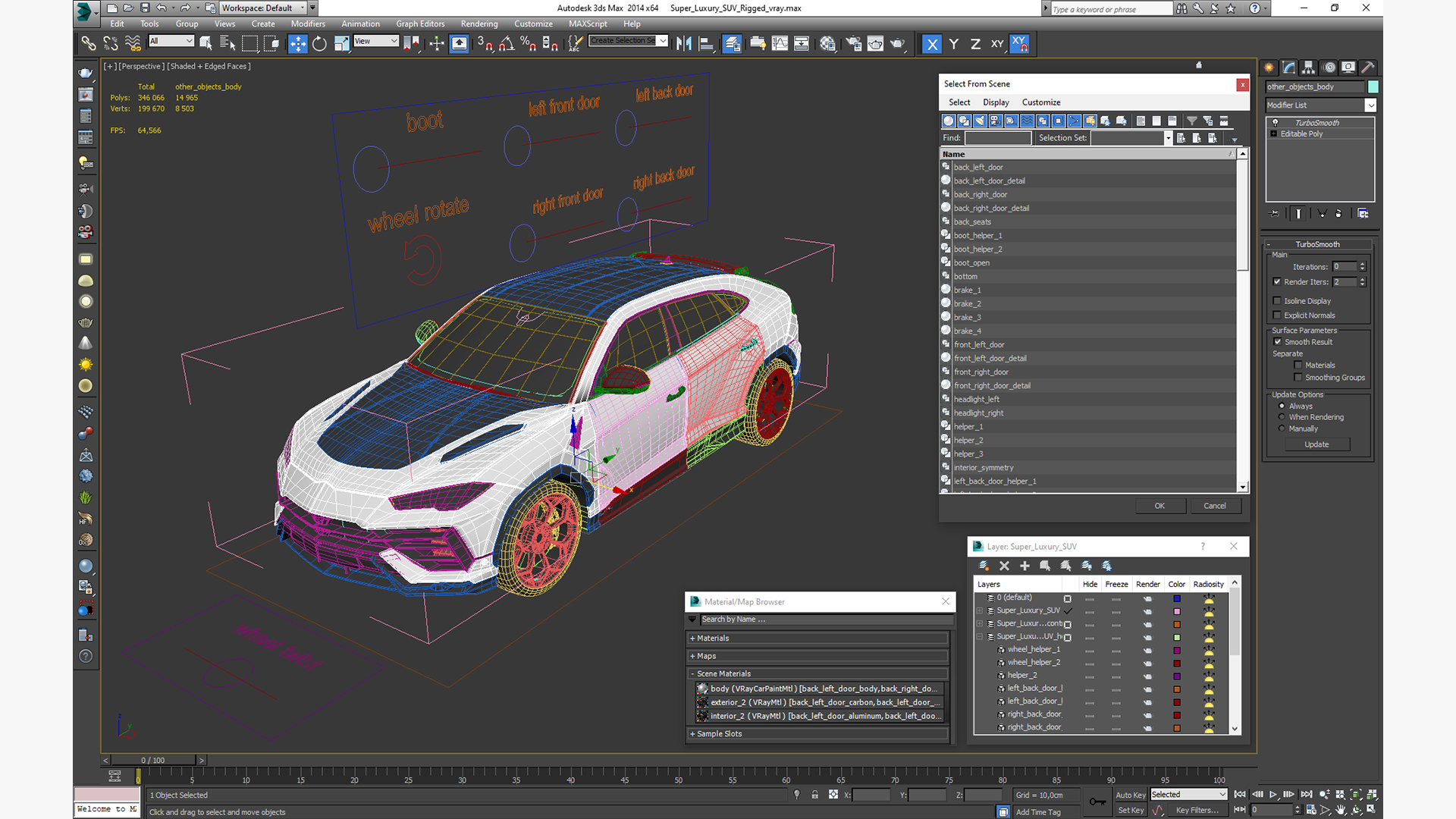 3D Super Luxury SUV Rigged model