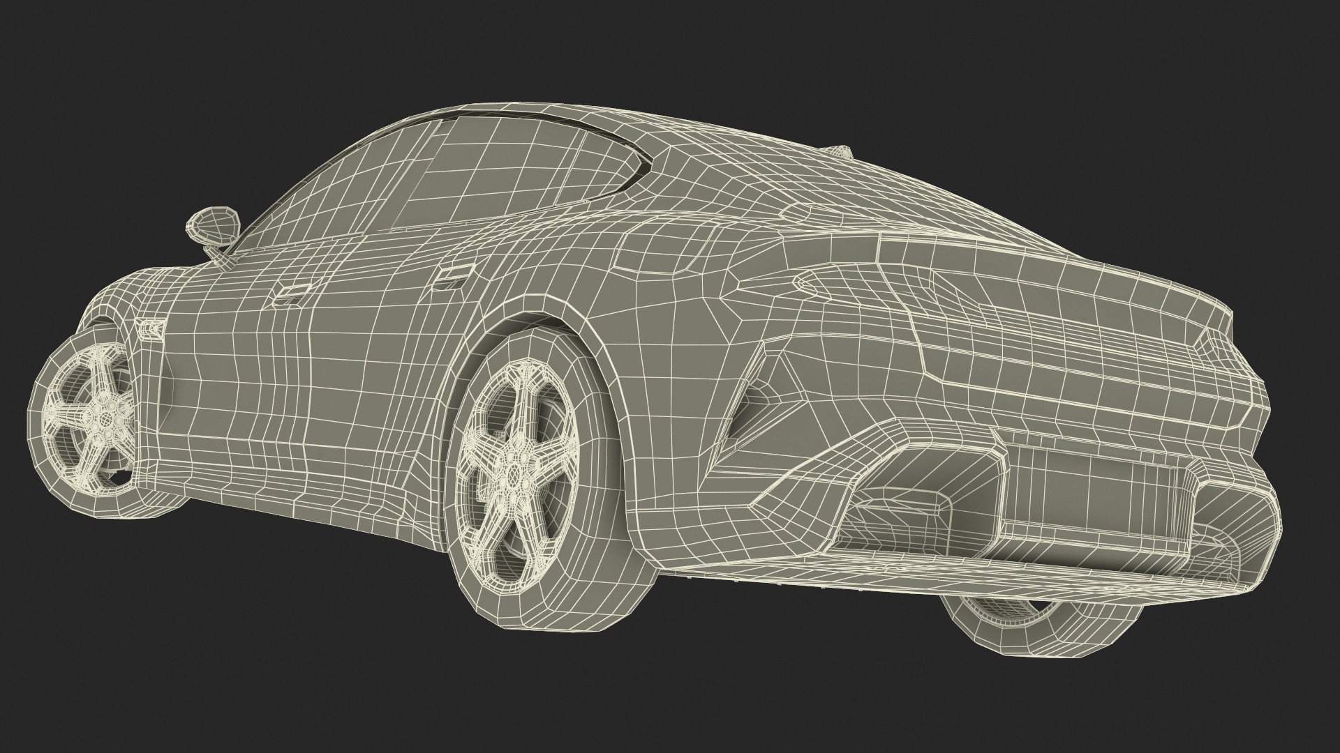 3D Electric Car Sedan Black Rigged