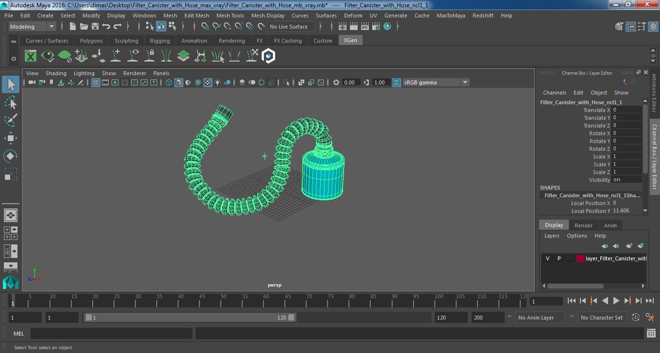 3D model Filter Canister with Hose