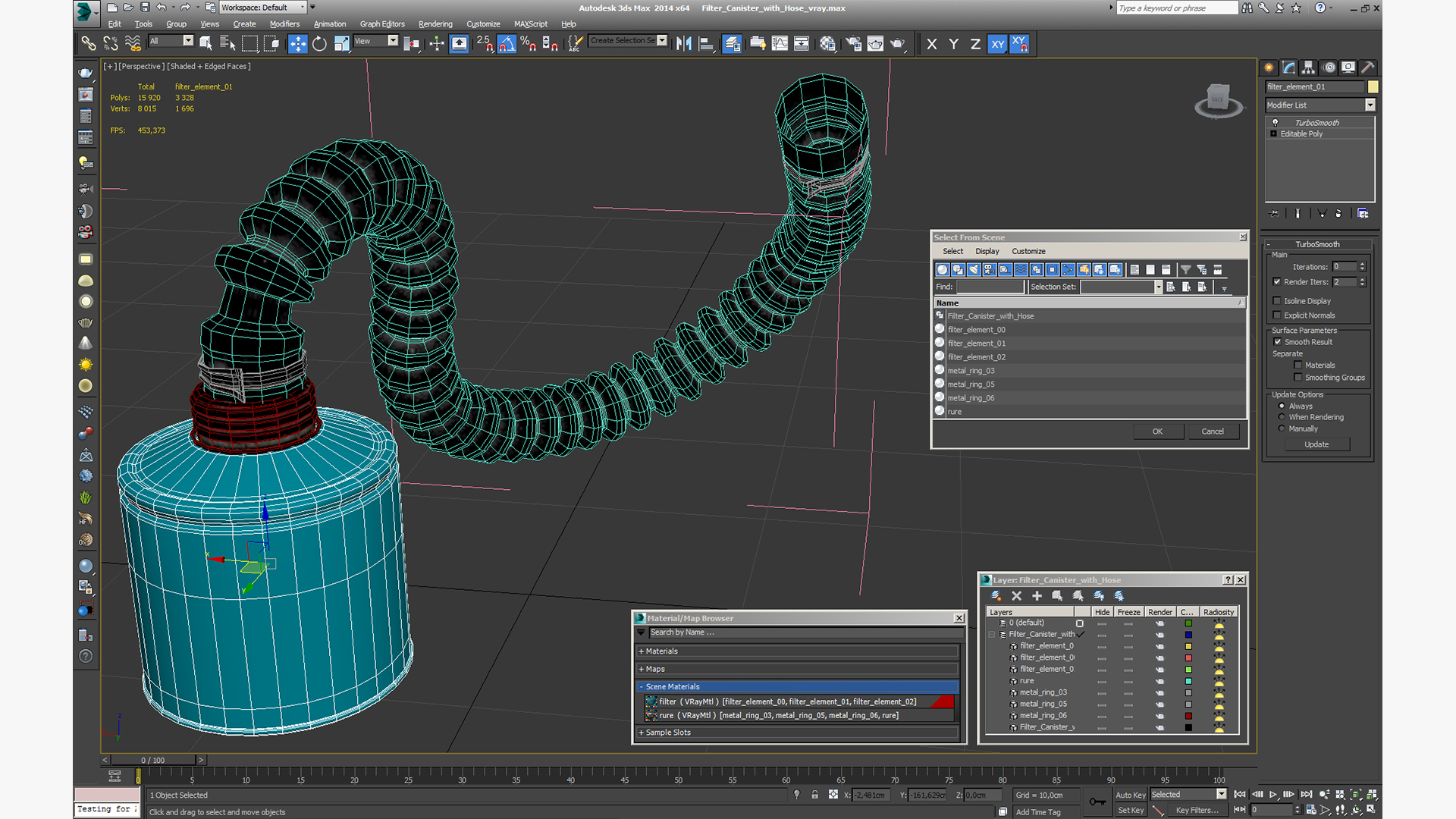 3D model Filter Canister with Hose