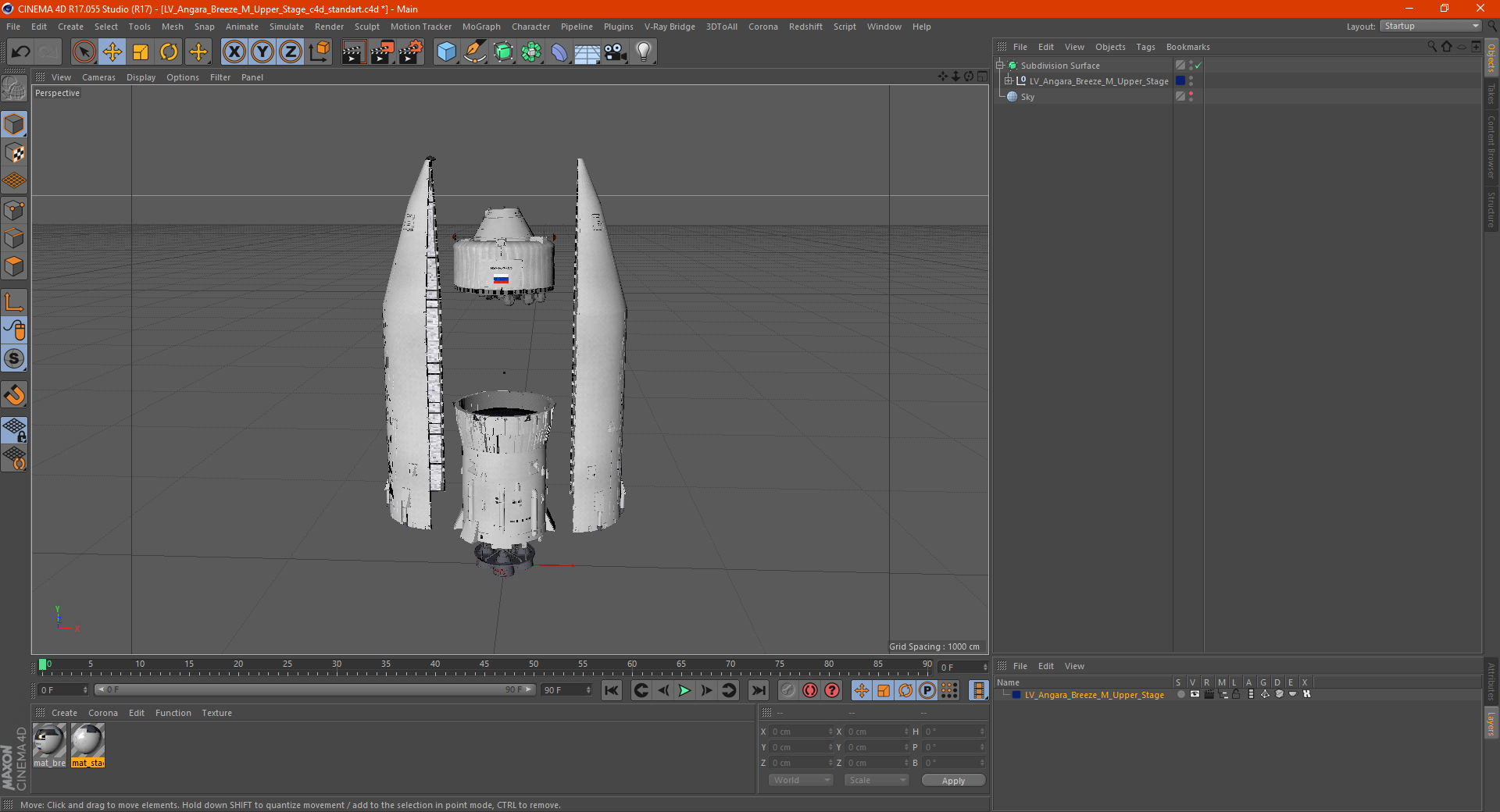 3D model LV Angara Breeze M Upper Stage