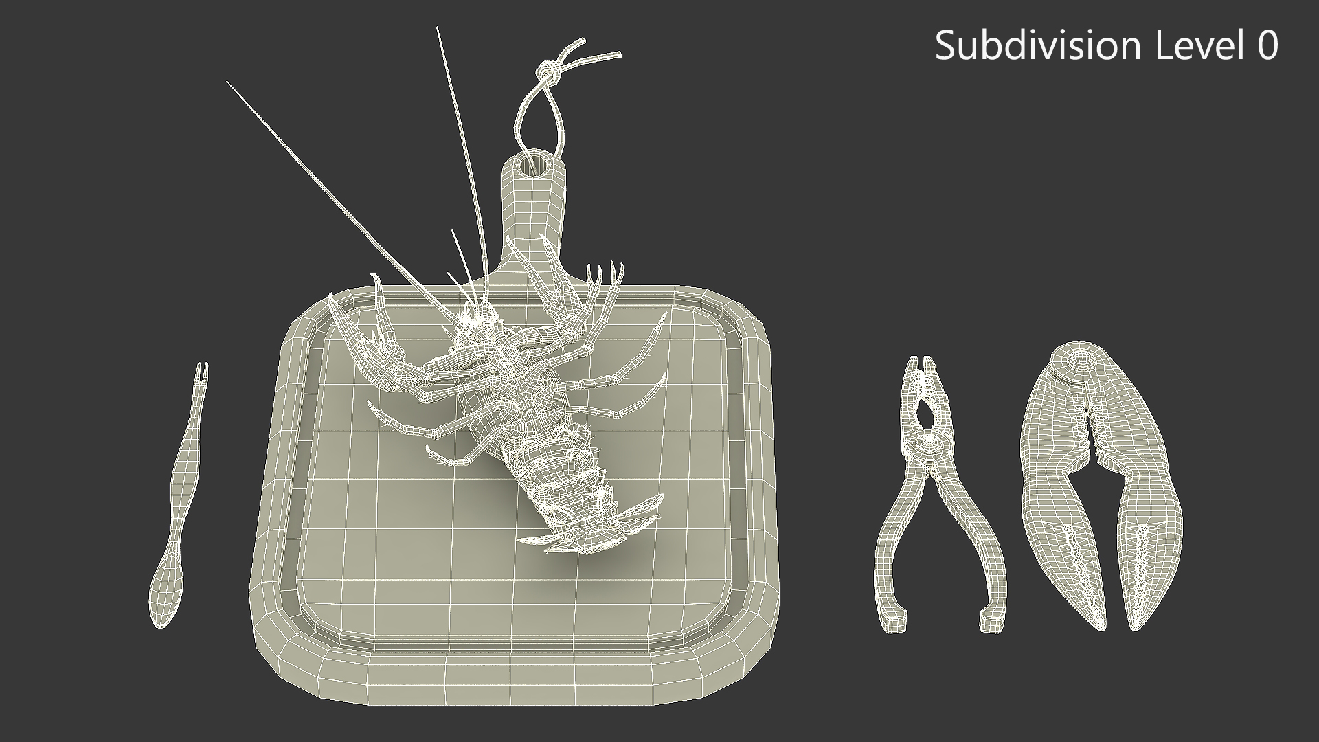 Crawfish Dinner with Seafood Tools 3D model