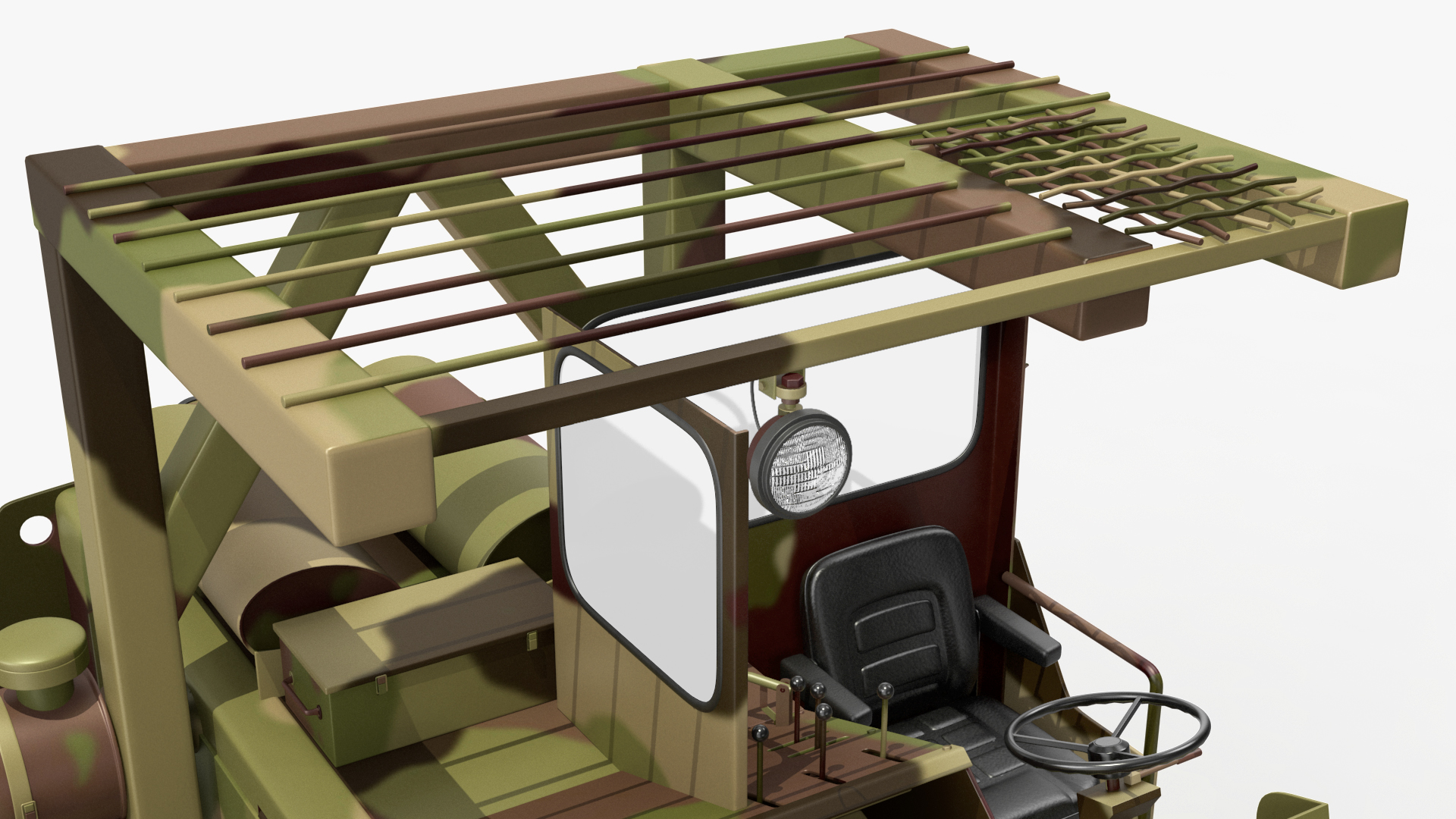 Forklift Loads Cargo to the Airbus Atlas Military Transport Green Rigged 3D