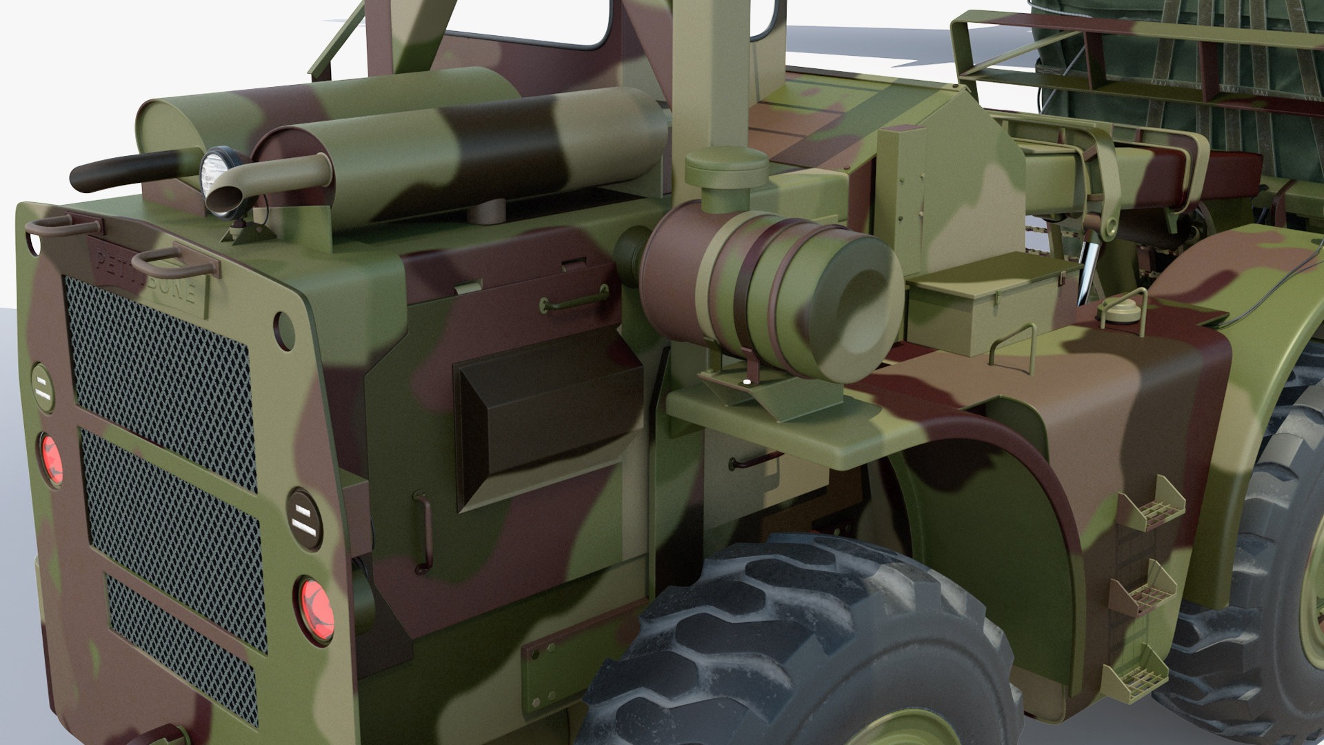 Forklift Loads Cargo to the Airbus Atlas Military Transport Green Rigged 3D