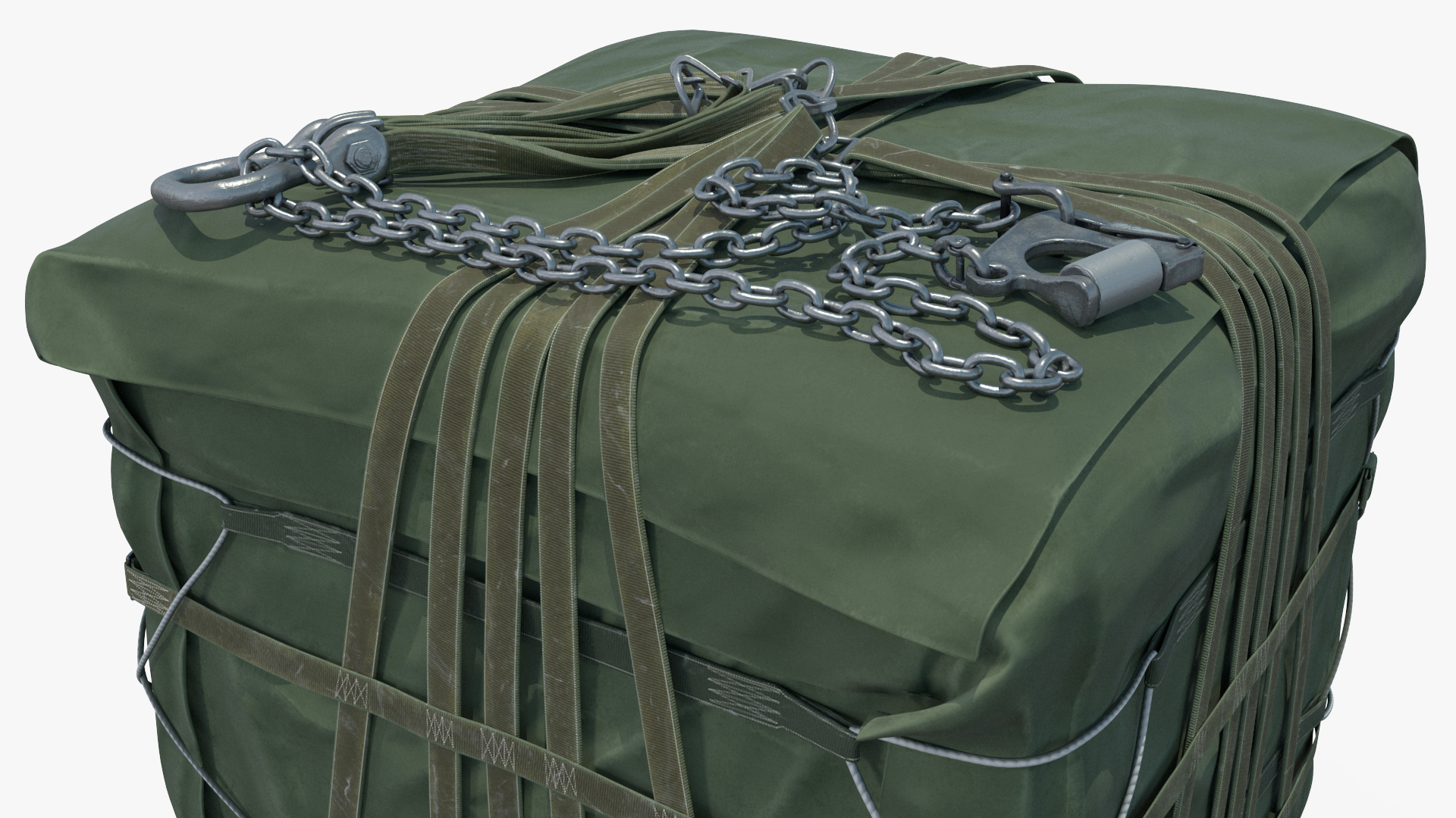 Forklift Loads Cargo to the Airbus Atlas Military Transport Green Rigged 3D