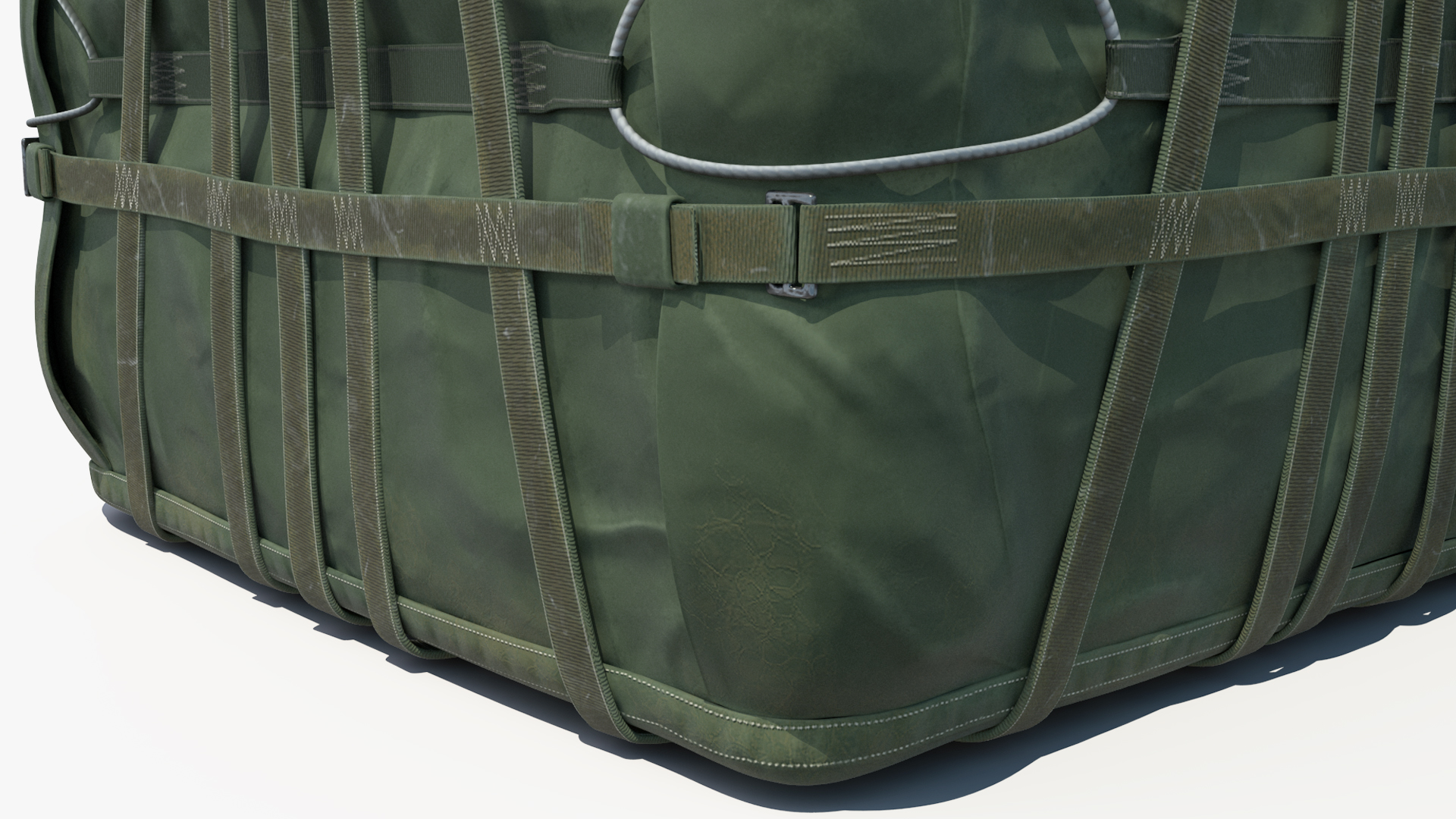 Forklift Loads Cargo to the Airbus Atlas Military Transport Green Rigged 3D