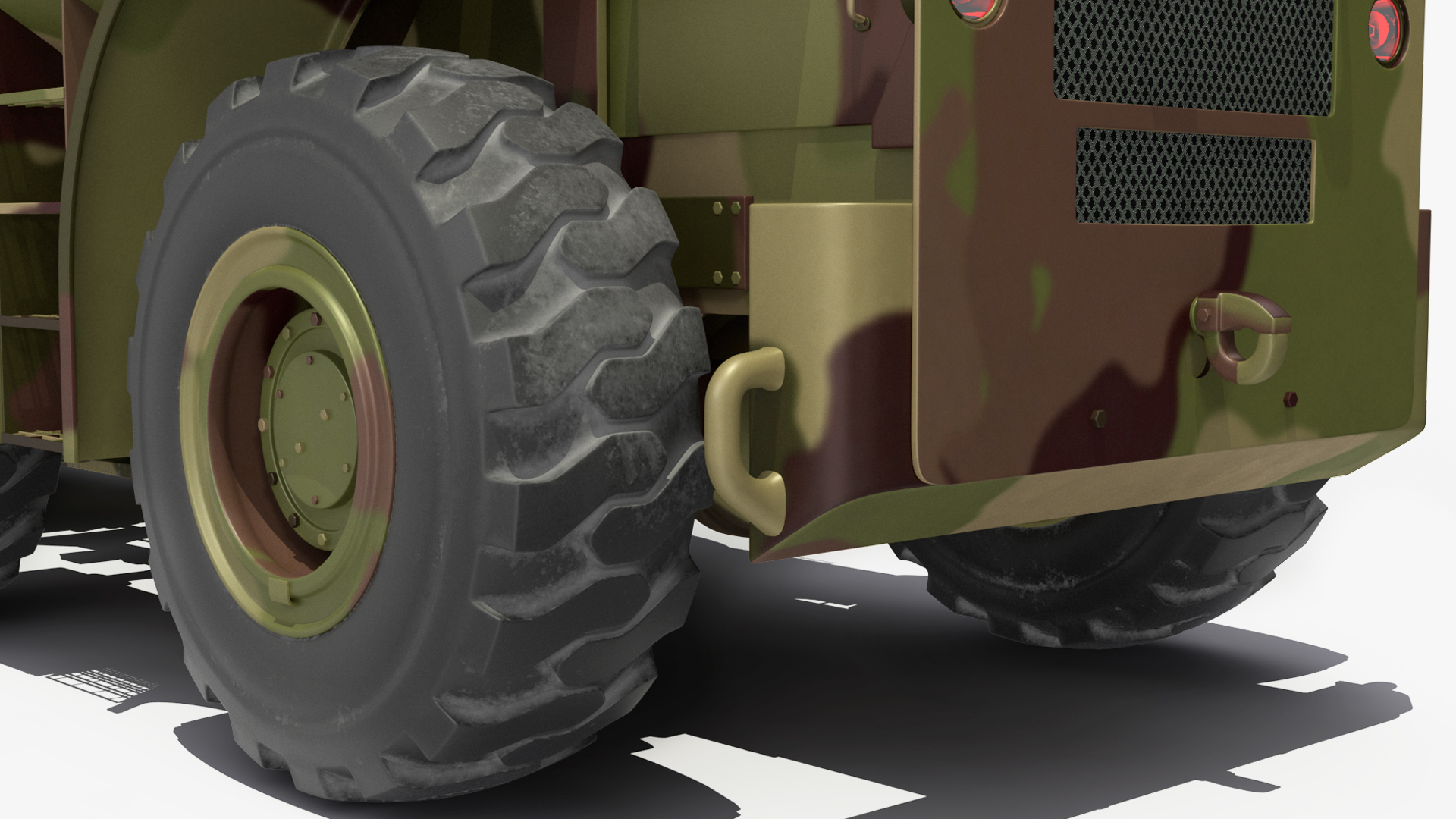 Forklift Loads Cargo to the Airbus Atlas Military Transport Green Rigged 3D