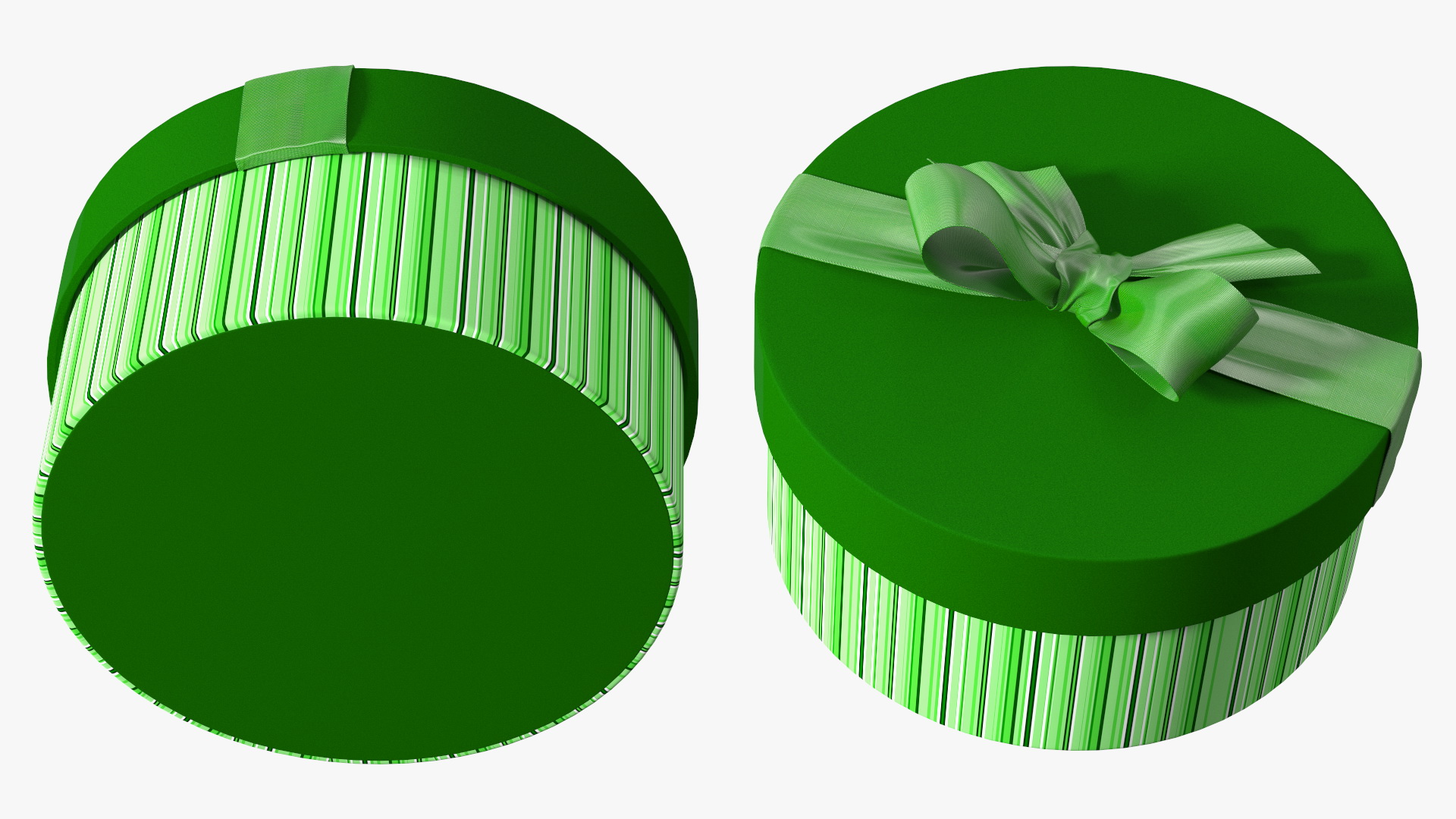 3D Round Gift Box with Ribbon