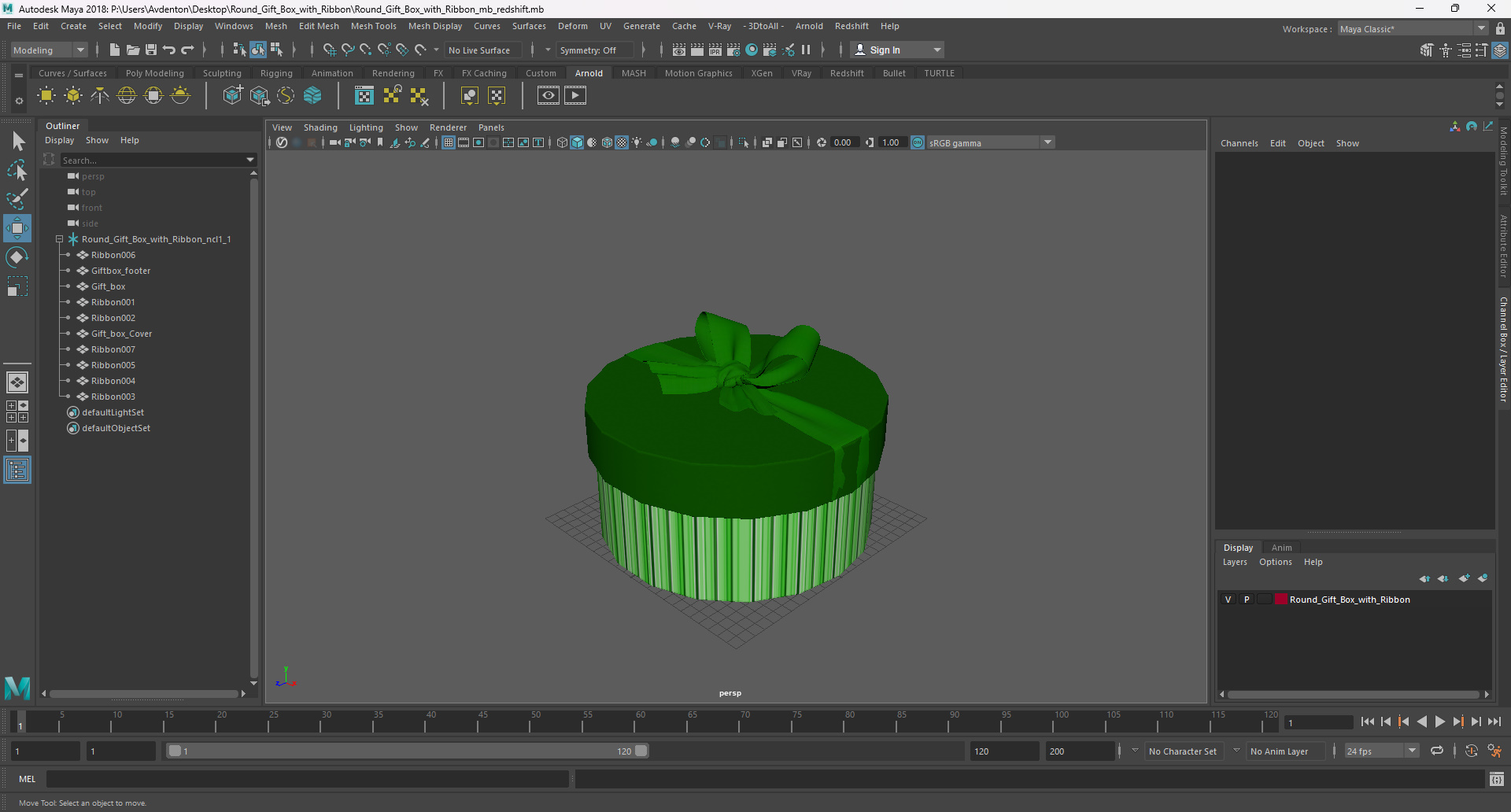 3D Round Gift Box with Ribbon
