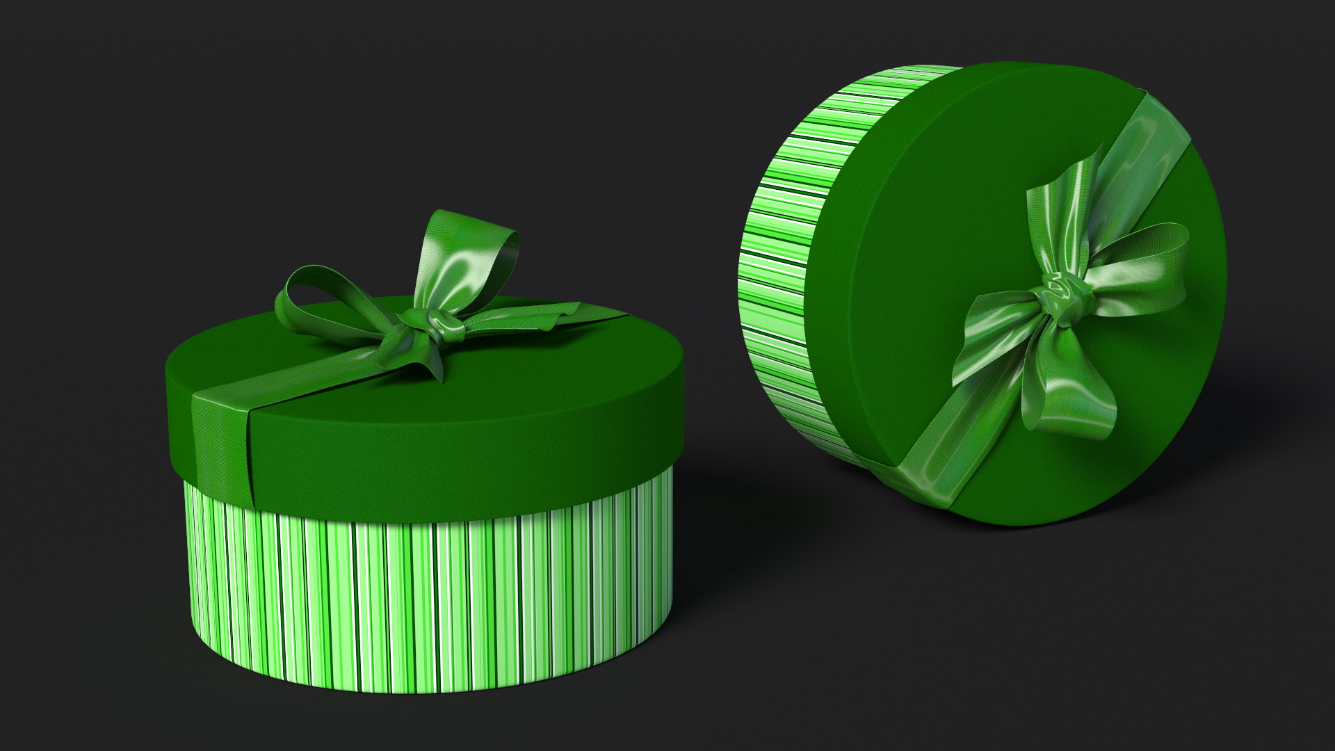 3D Round Gift Box with Ribbon