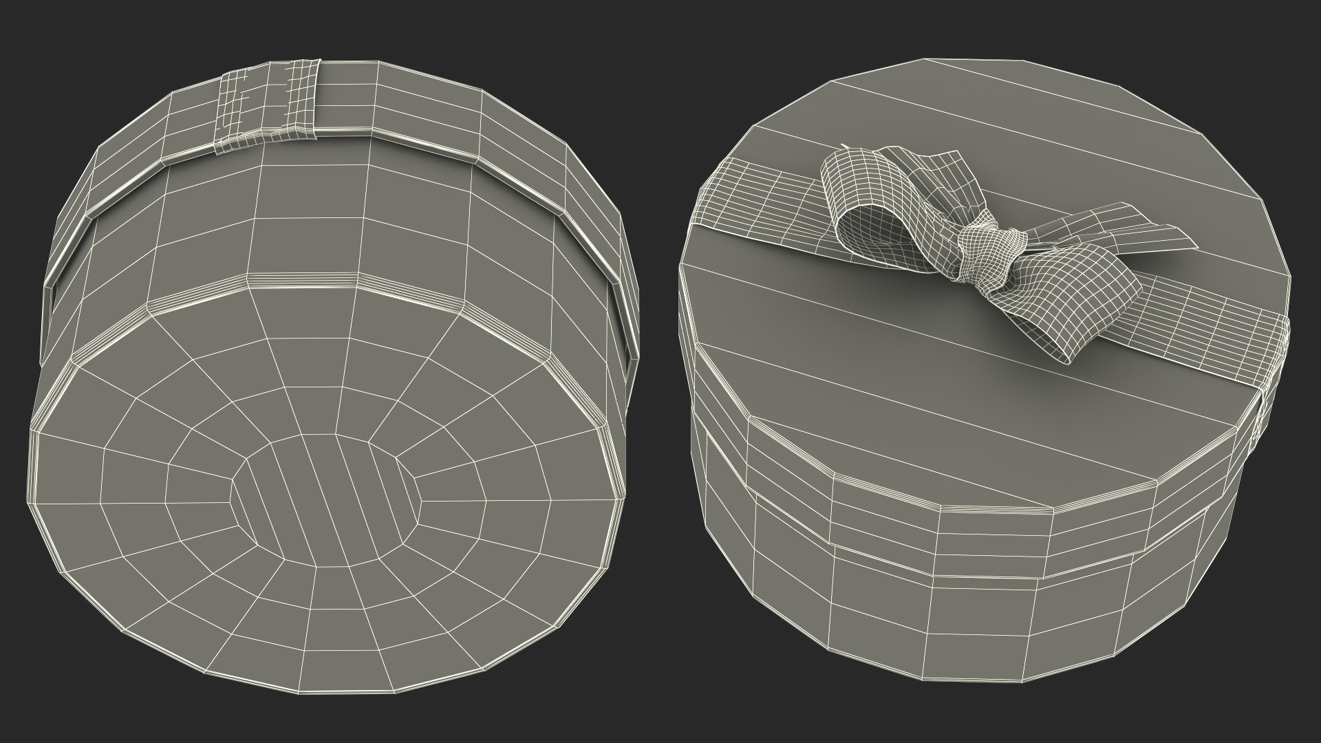 3D Round Gift Box with Ribbon