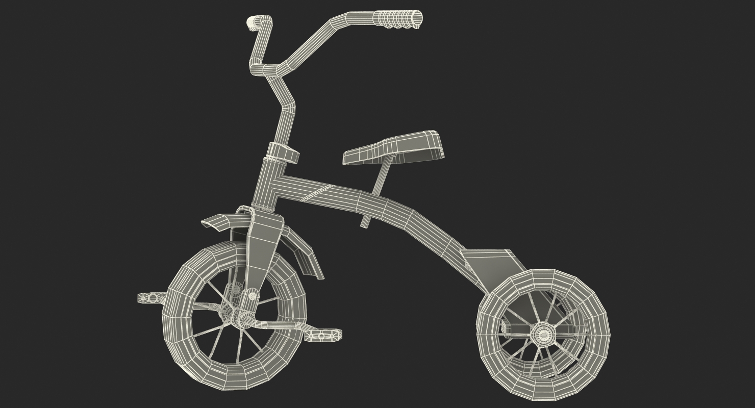 Vintage Red Trike Rigged 3D model