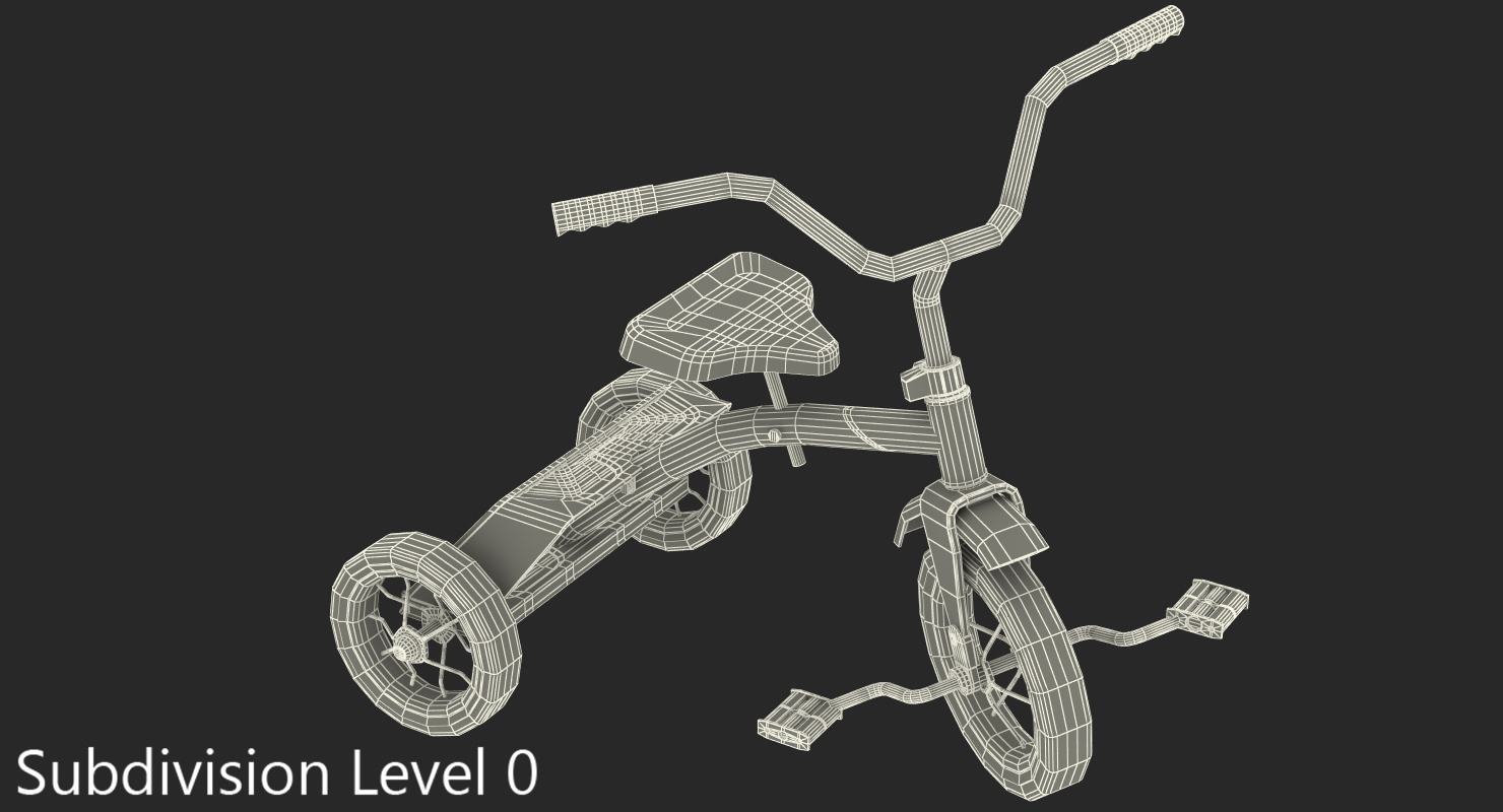 Vintage Red Trike Rigged 3D model