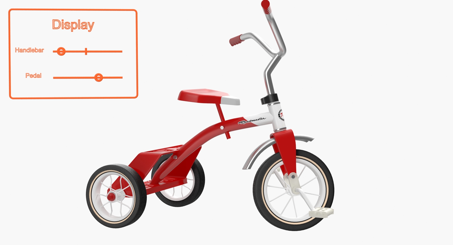 Vintage Red Trike Rigged 3D model