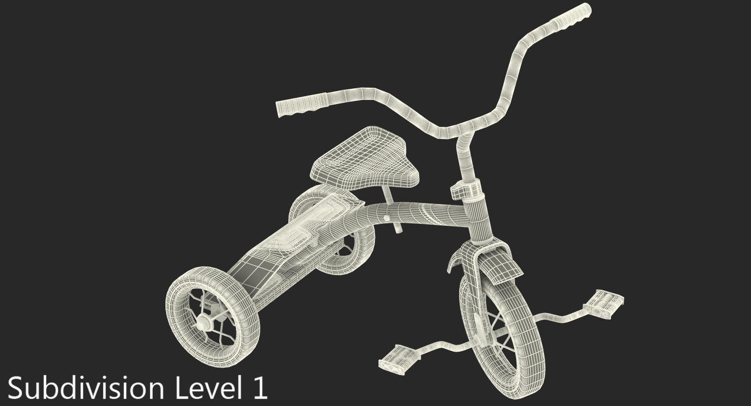 Vintage Red Trike Rigged 3D model