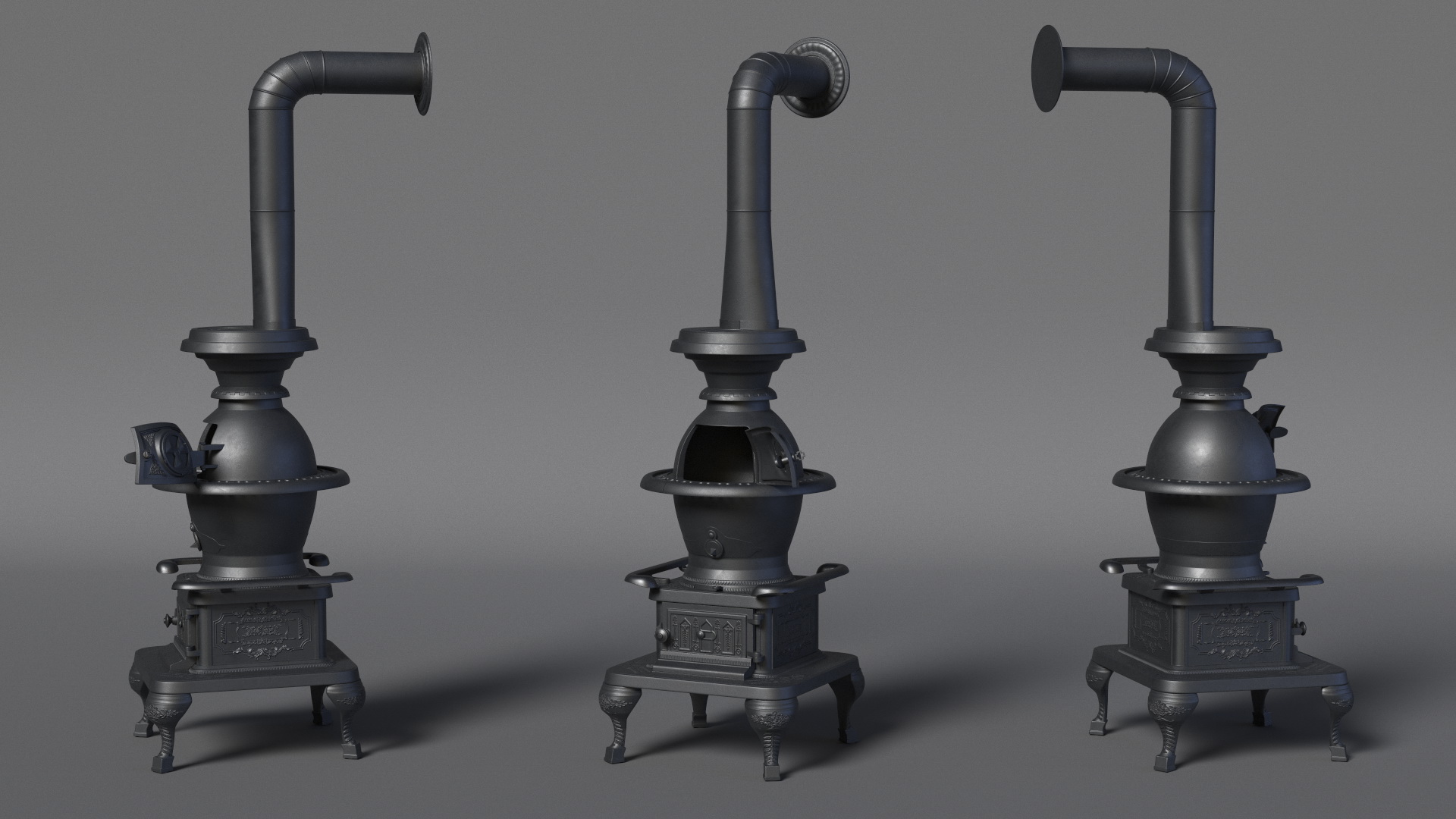3D Potbelly Stove New Open model