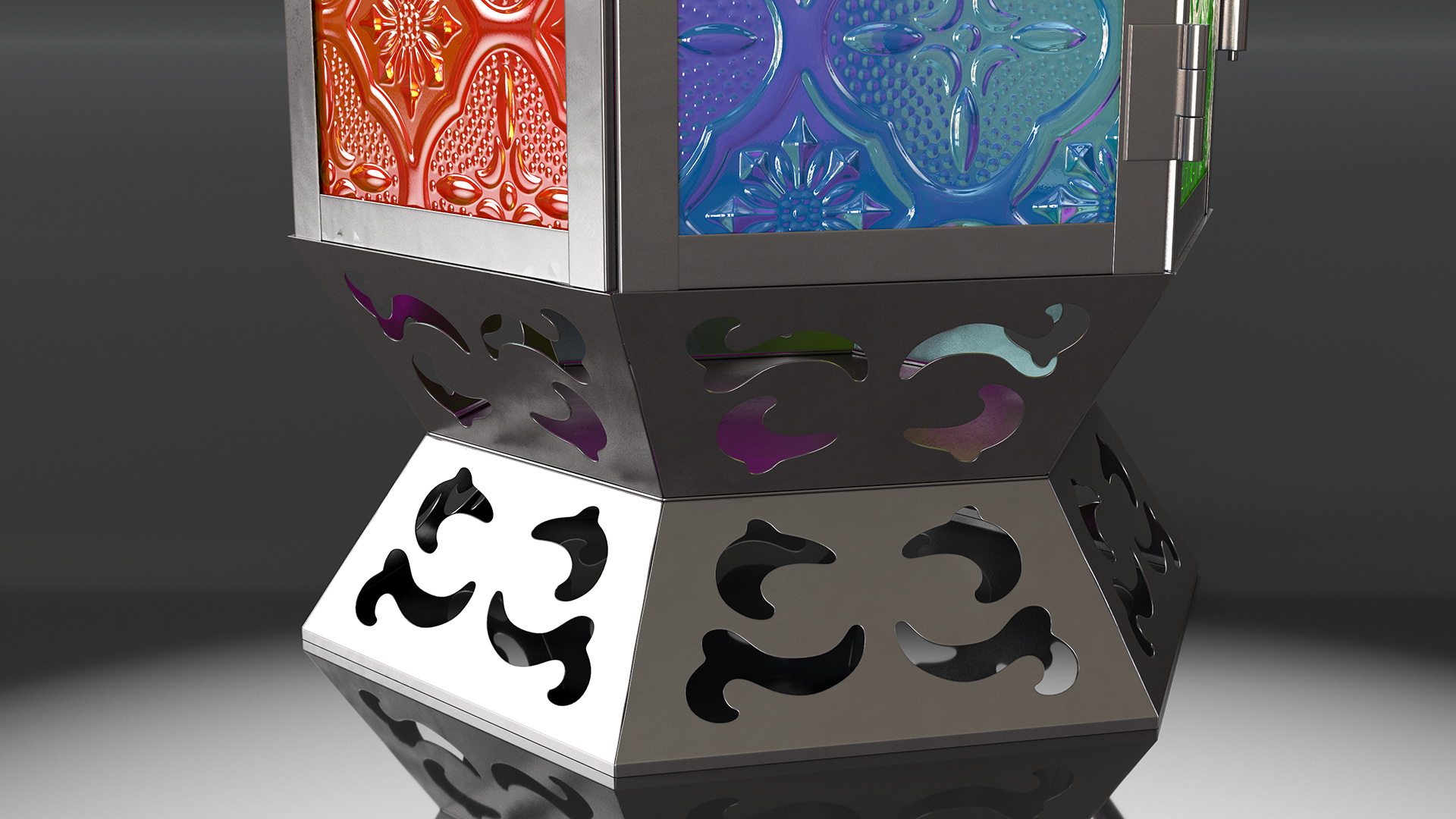 3D Multi-Coloured Moroccan Lantern