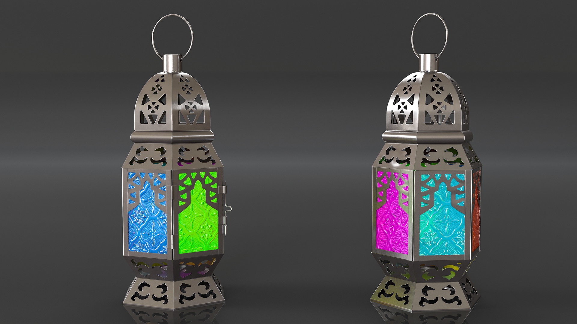 3D Multi-Coloured Moroccan Lantern